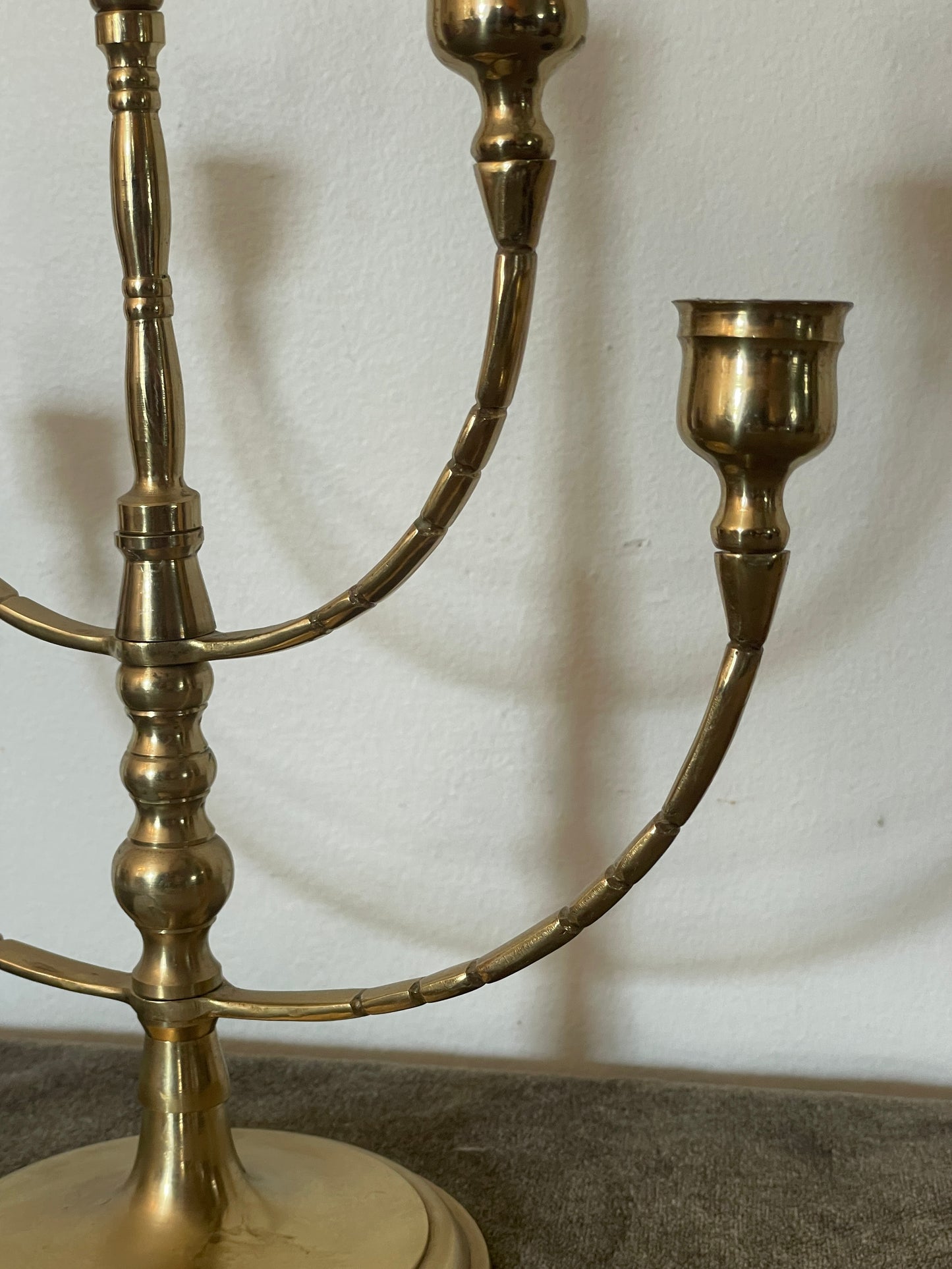 Vintage Brass Rotating 5-Arm Candelabra