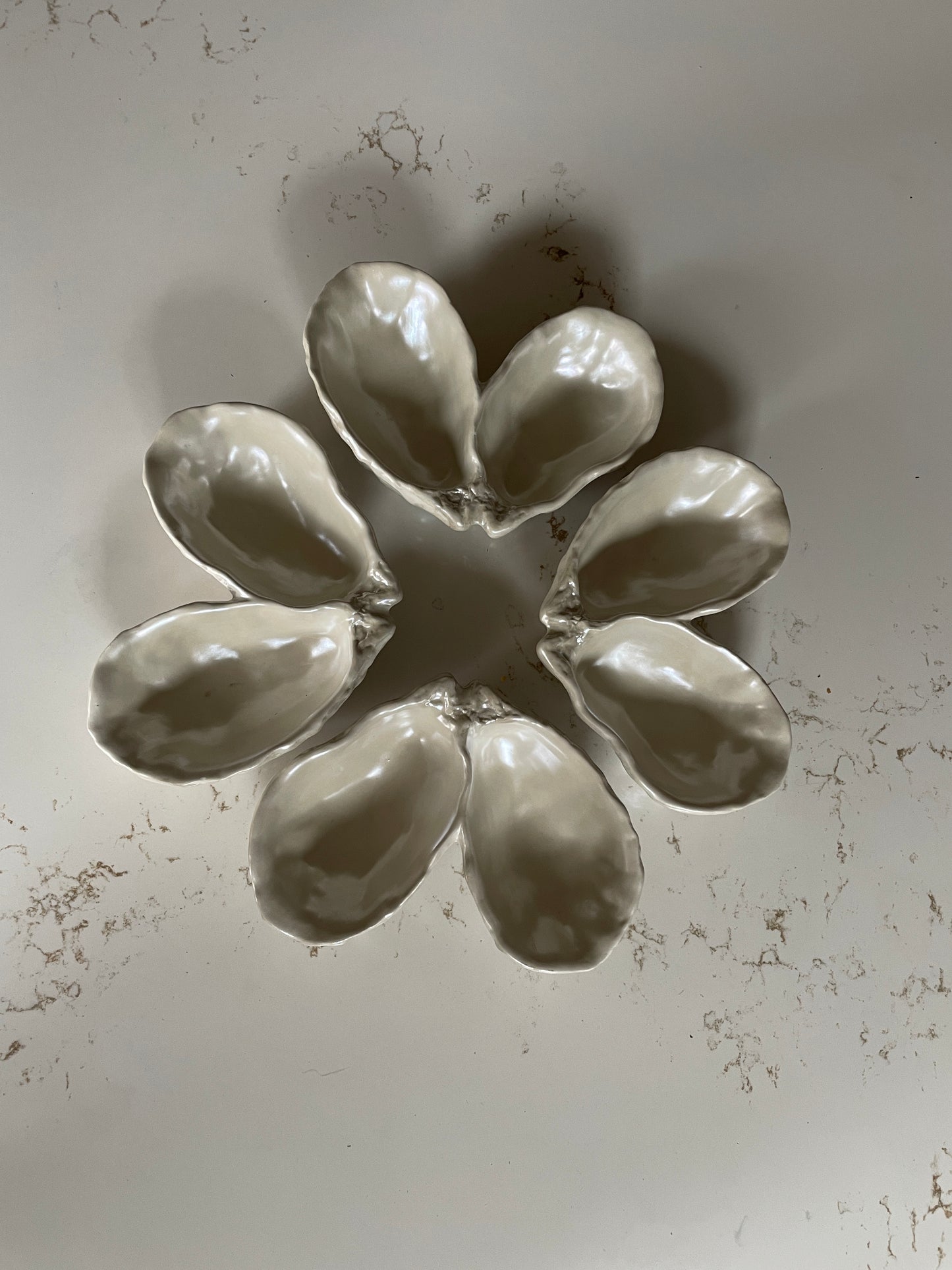 Iridescent Ivory Ceramic Oyster Trinket Dish