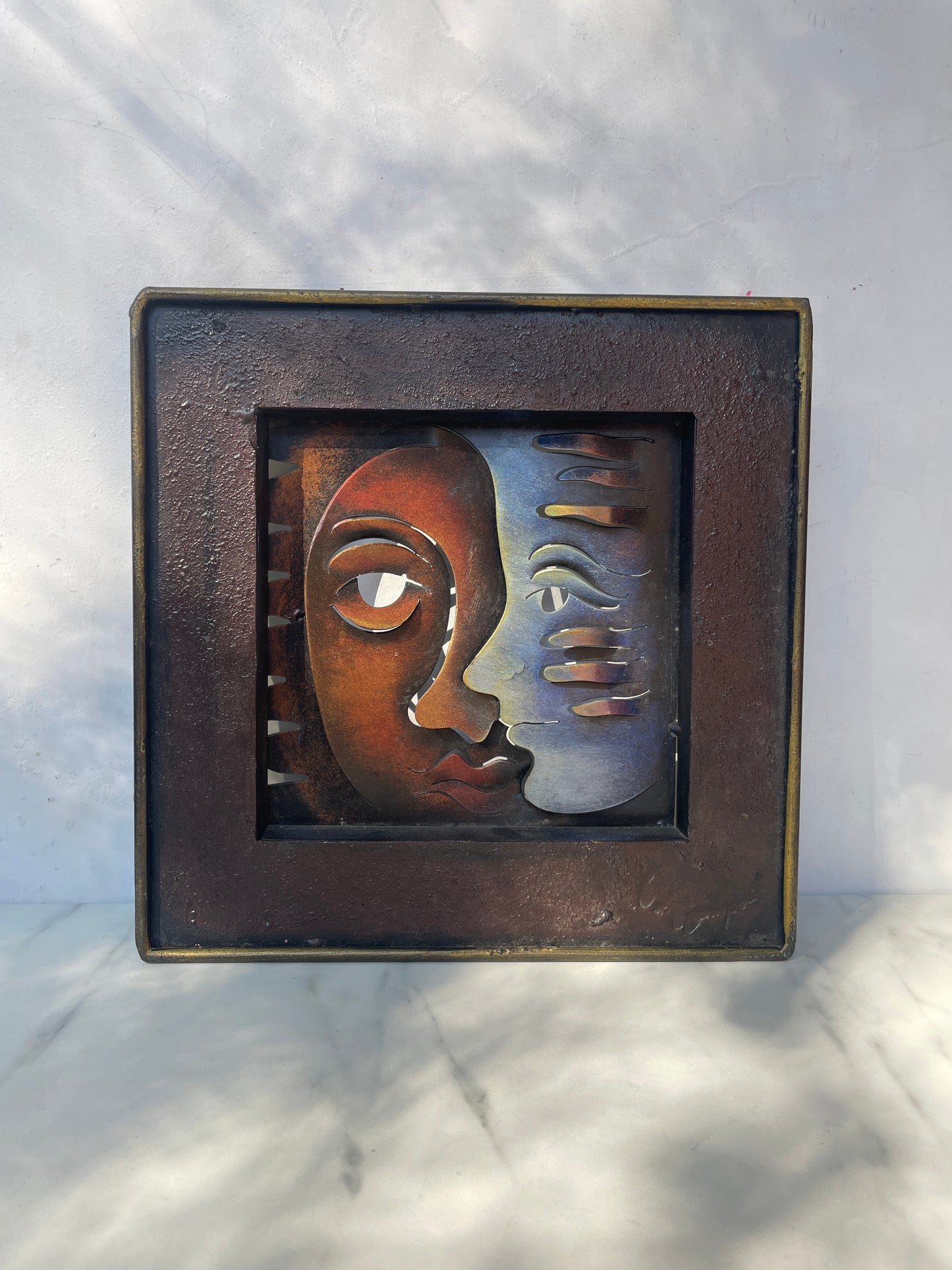 Fire and Ice Dual Face Metal Art, signed by Andres Martin Del Campo