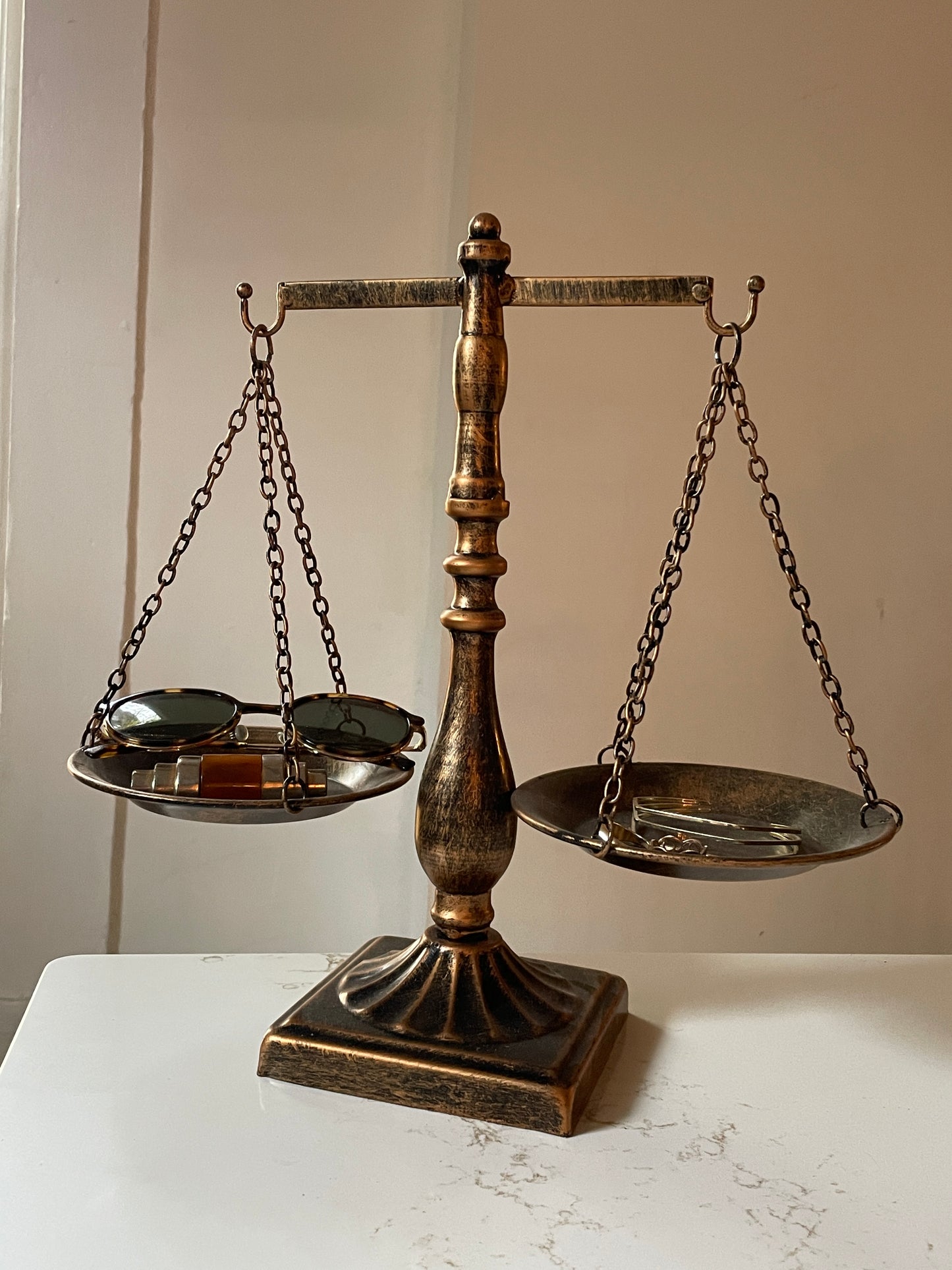 Bronzed Metal Stationary Libra Scale of Justice