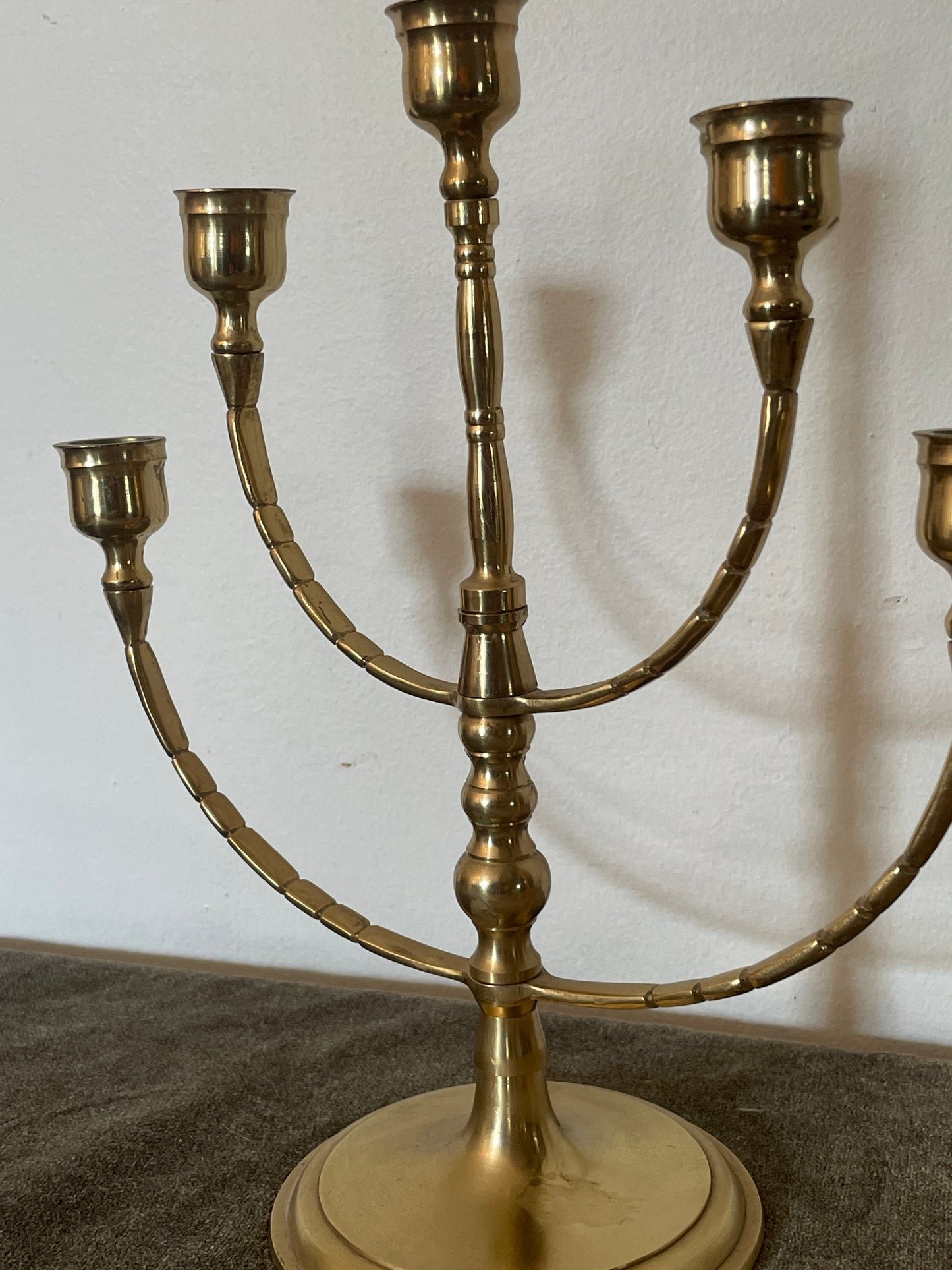 Vintage Brass Rotating 5-Arm Candelabra