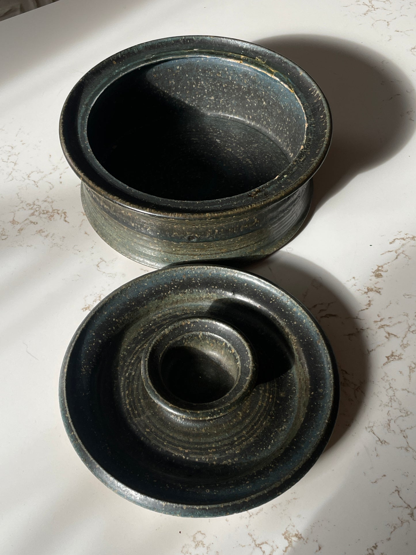 Handcrafted Lidded Ocean Green Stoneware Bowl