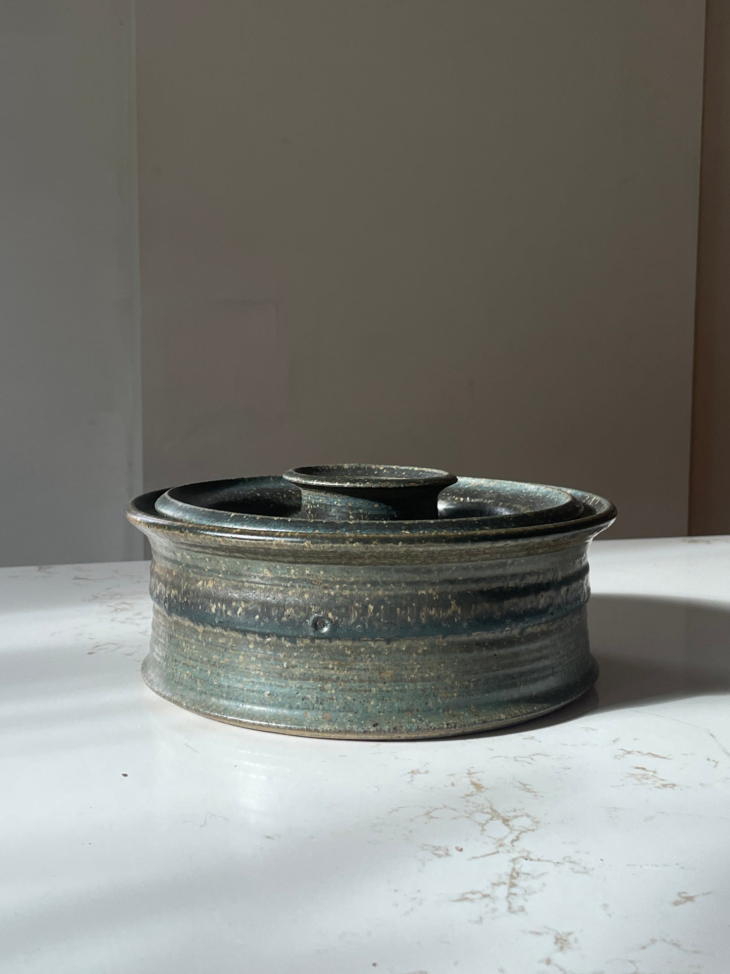Handcrafted Lidded Ocean Green Stoneware Bowl