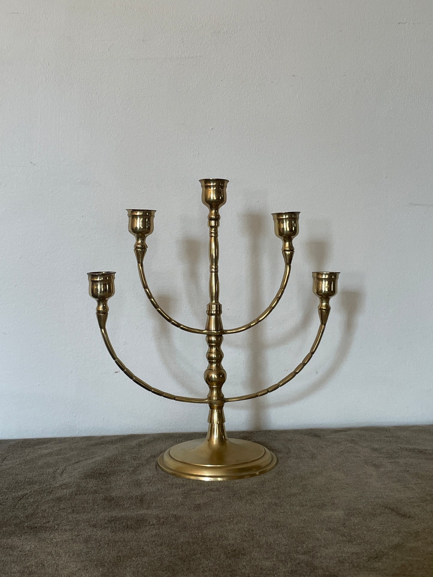 Vintage Brass Rotating 5-Arm Candelabra