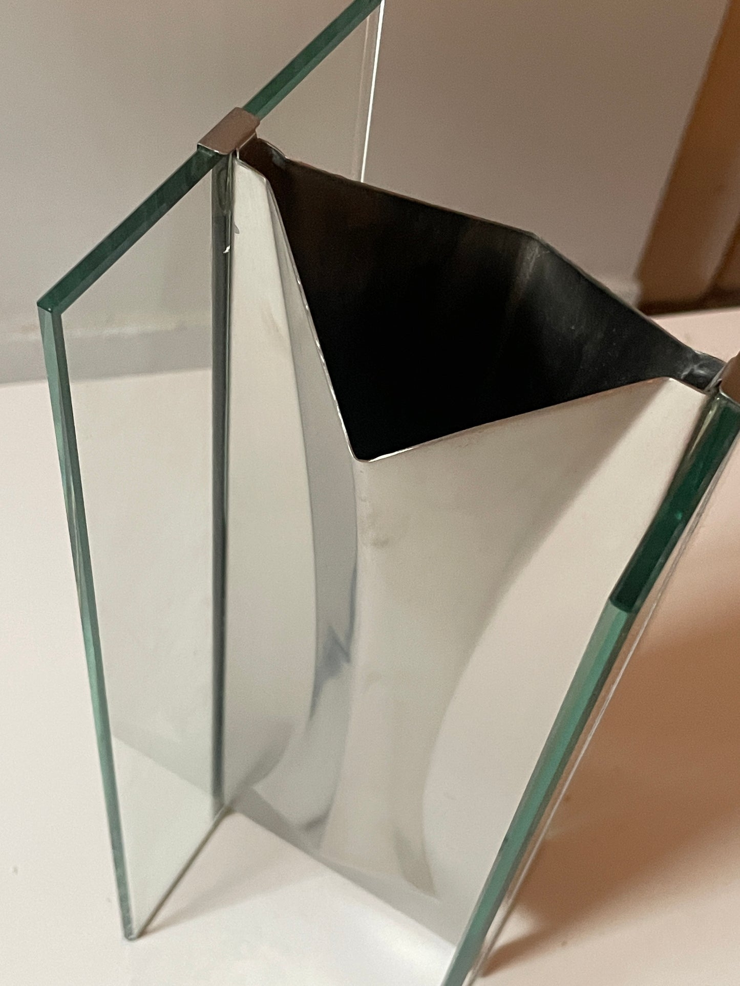 Vintage Steel and Glass Floating Vase