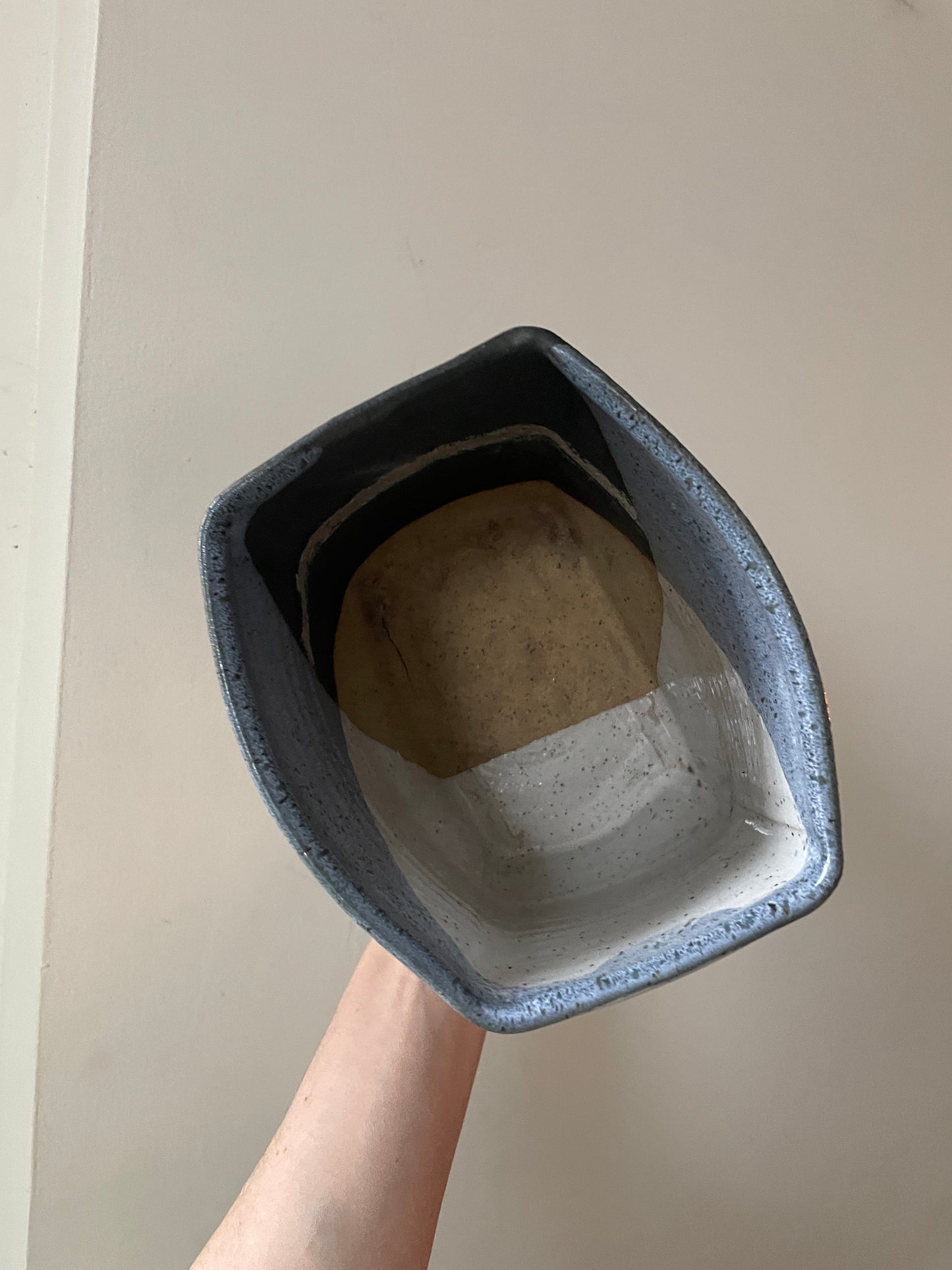 Hand Sculpted Blue Patchwork Chubby Vase Planter