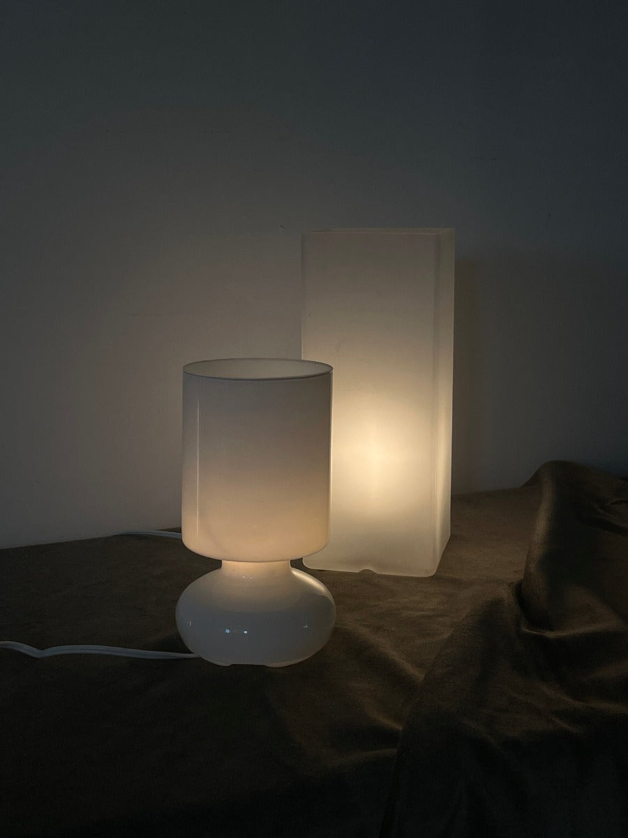 Vintage Tall Ikea Frosted White Pillar Light
