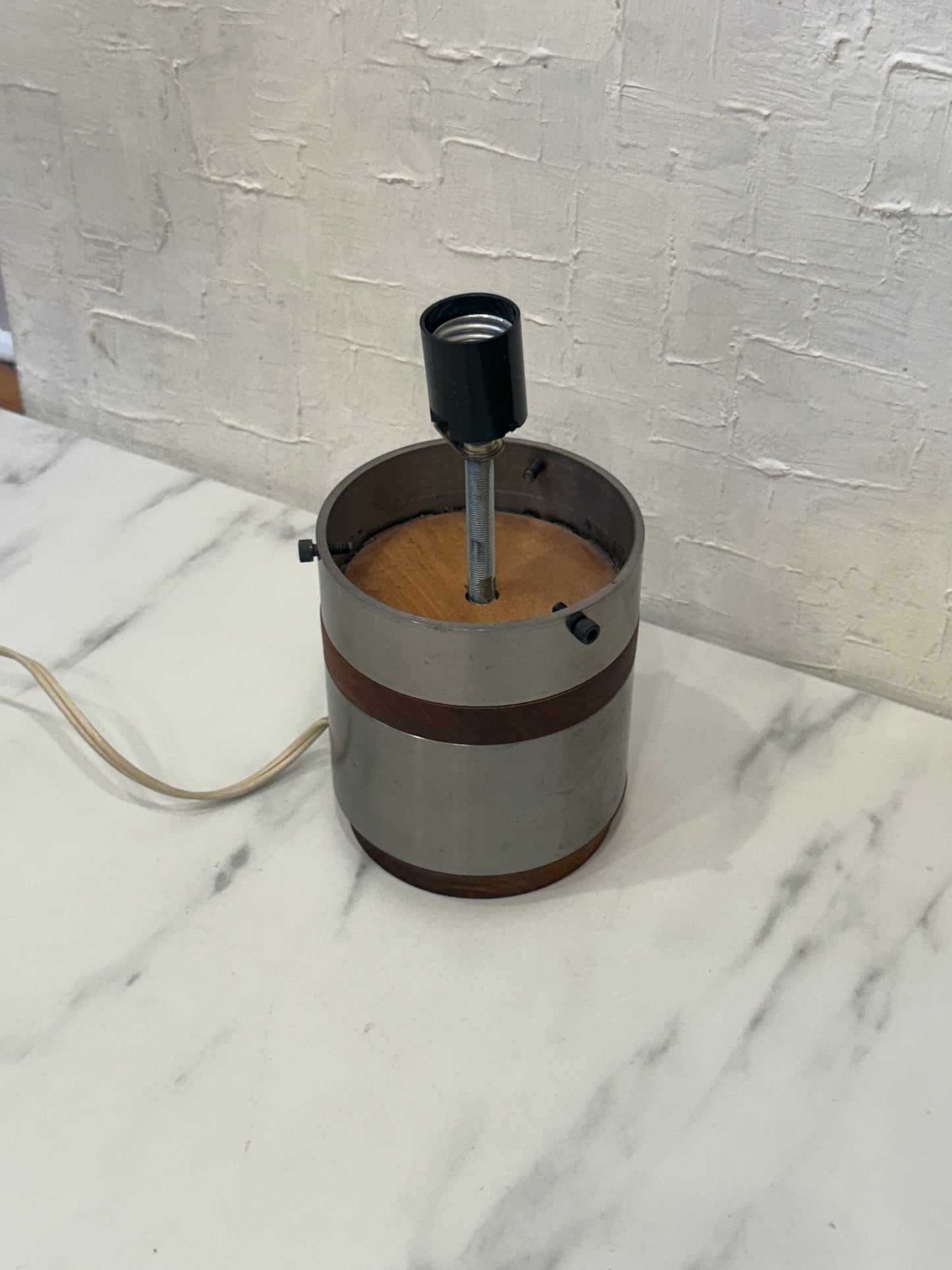 Galvanized Steel & Wood Industrial Table Lamp