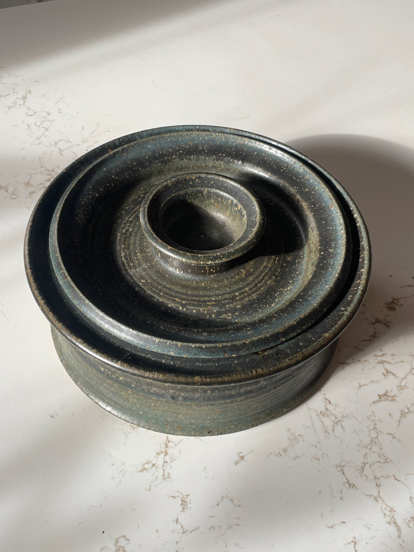 Handcrafted Lidded Ocean Green Stoneware Bowl