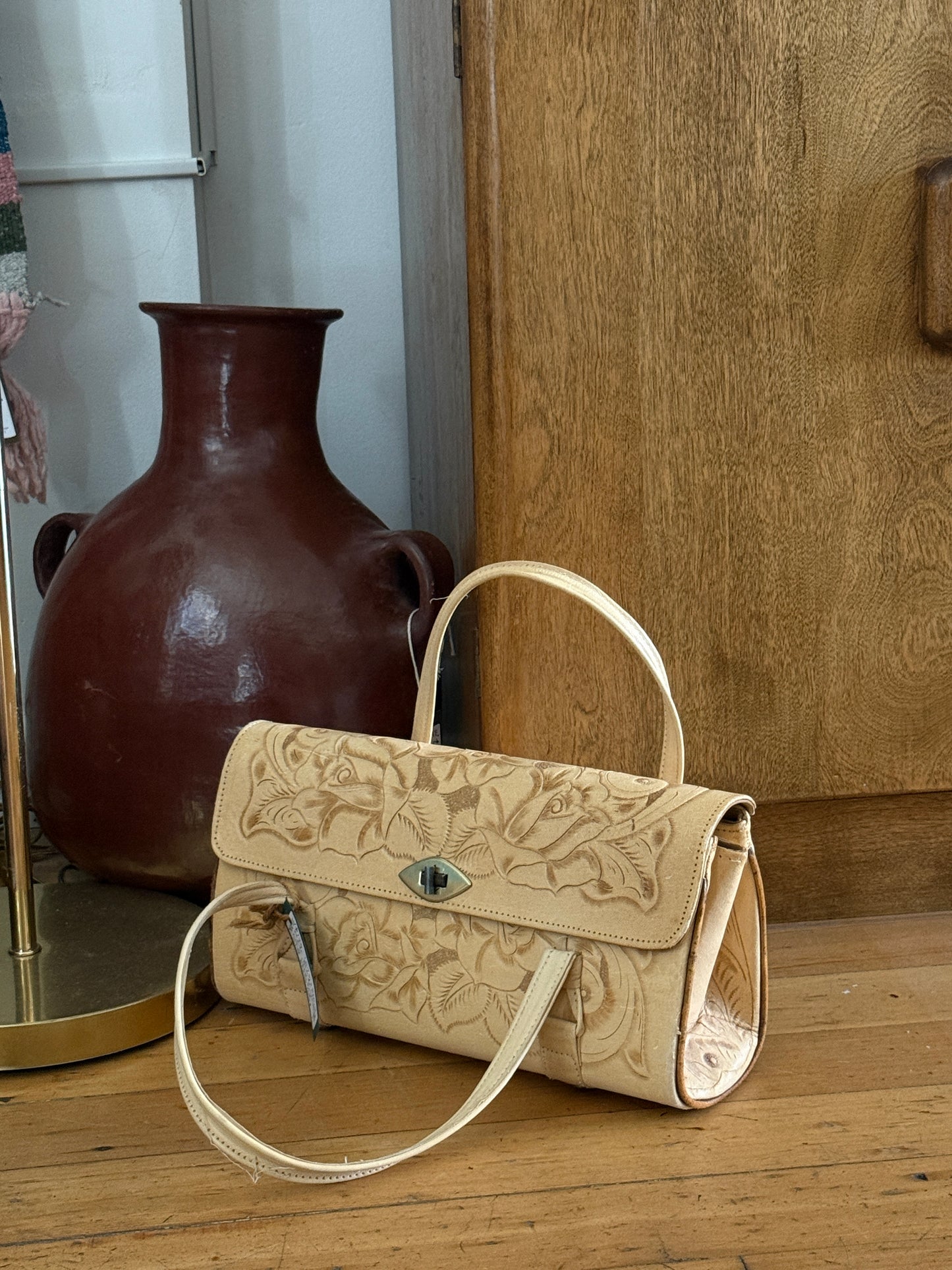 Large Terracotta Dual Handled Round Bottom Jug