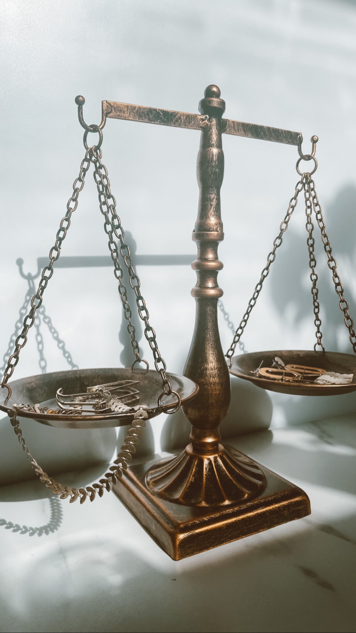 Bronzed Metal Stationary Libra Scale of Justice
