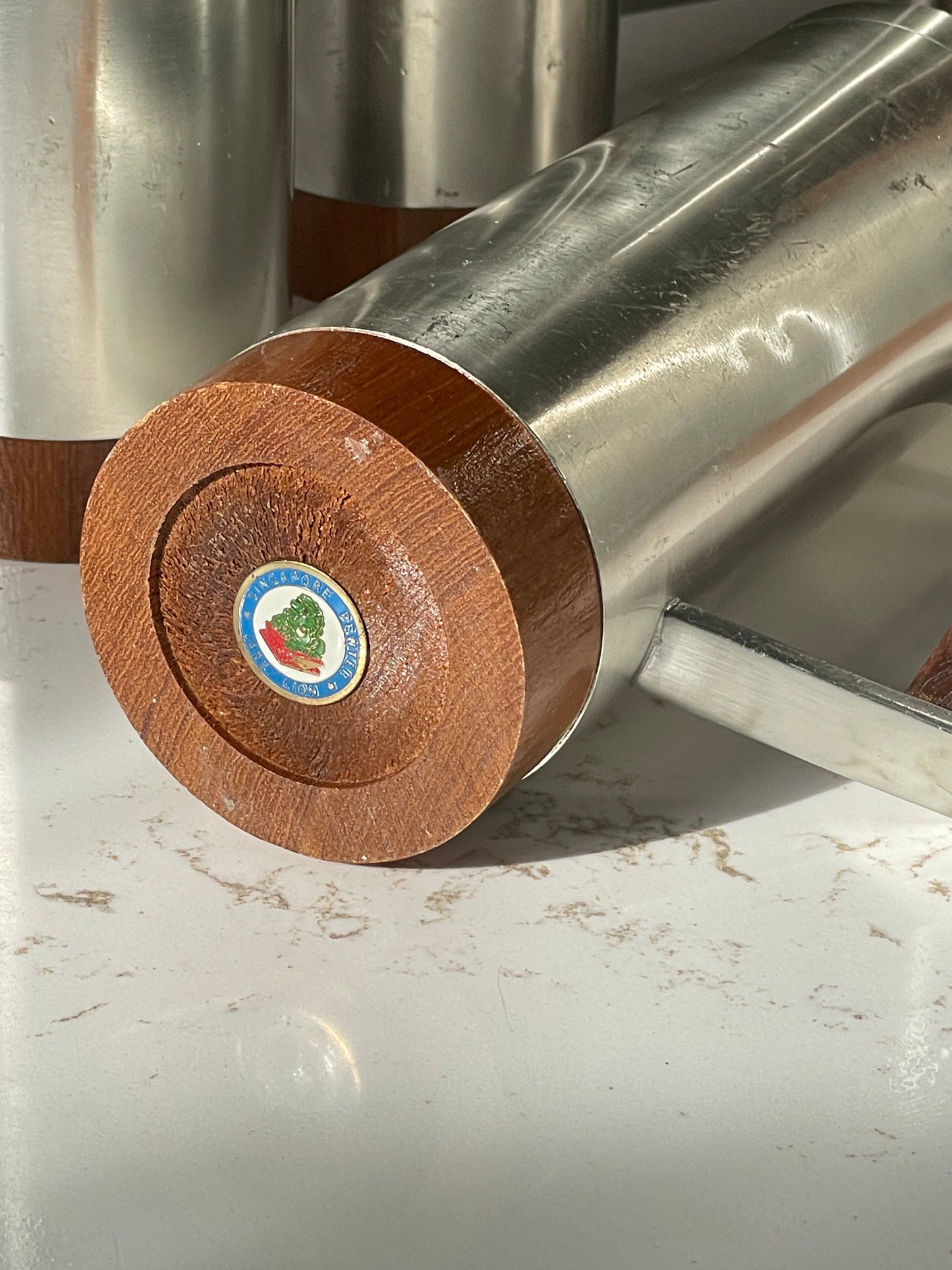 Set of 6 Vintage Royal Selangor Pewter & Teak Wood Tankard Mug Steins