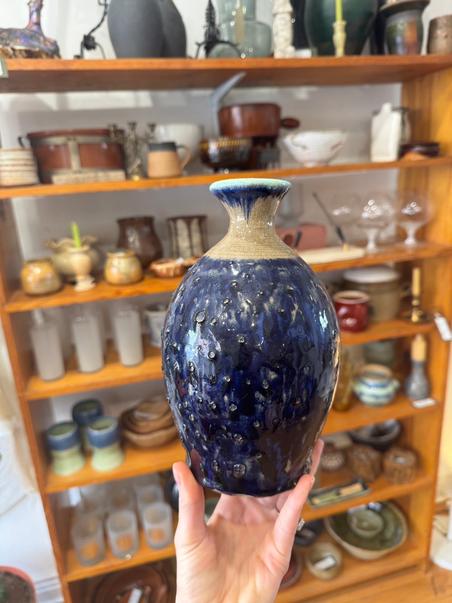 Karaoke IPU Kauai Studio 1976, Textured Volcanic Ocean Glaze Vessel