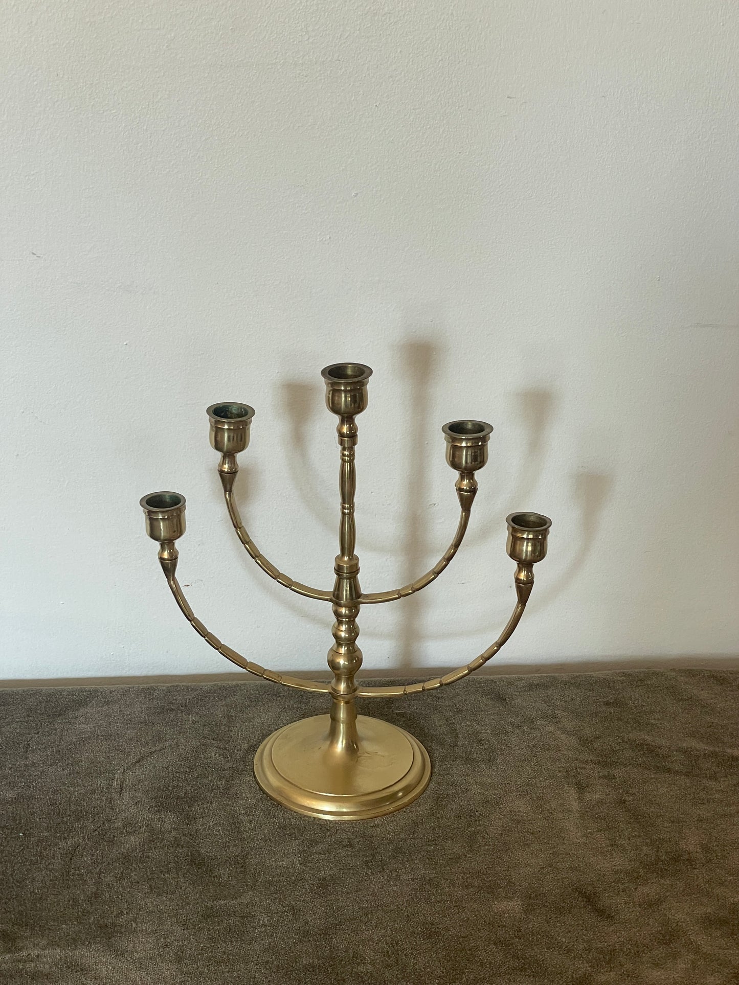 Vintage Brass Rotating 5-Arm Candelabra
