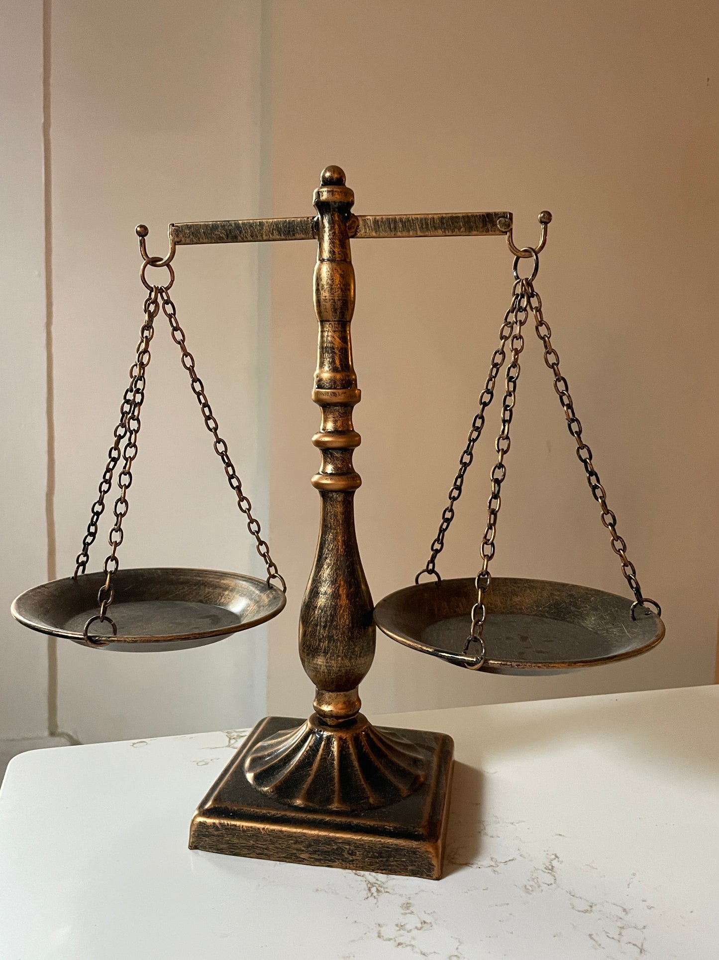Bronzed Metal Stationary Libra Scale of Justice