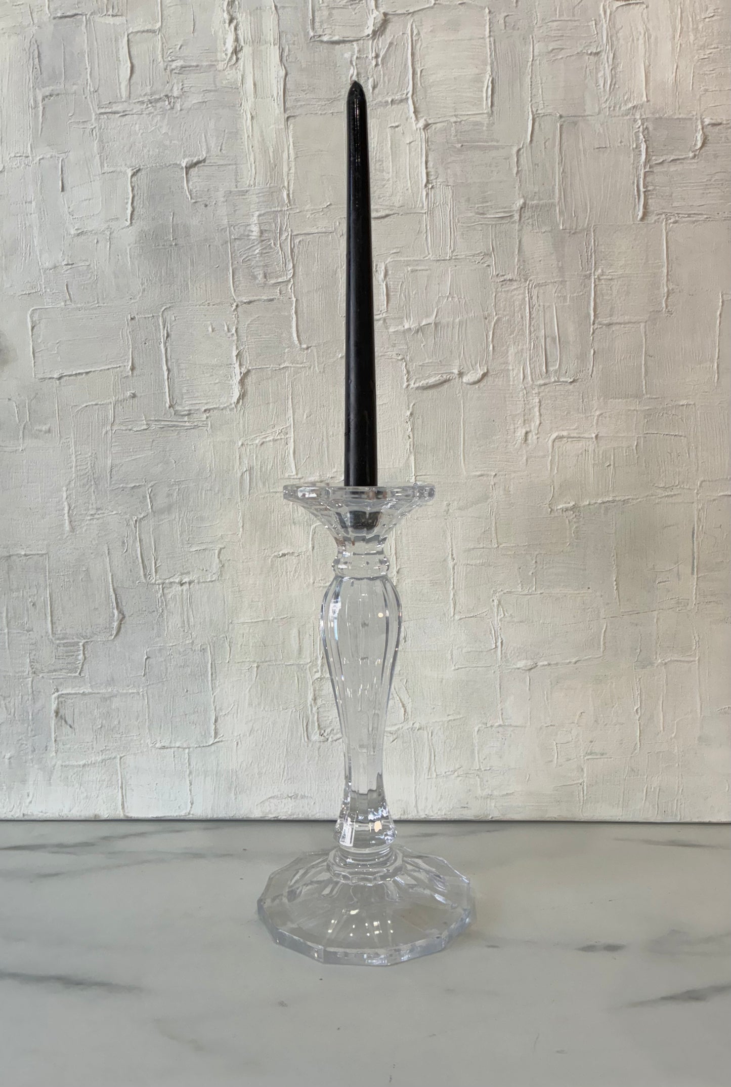 Pair of Large Crystal Pillar Candle Holders