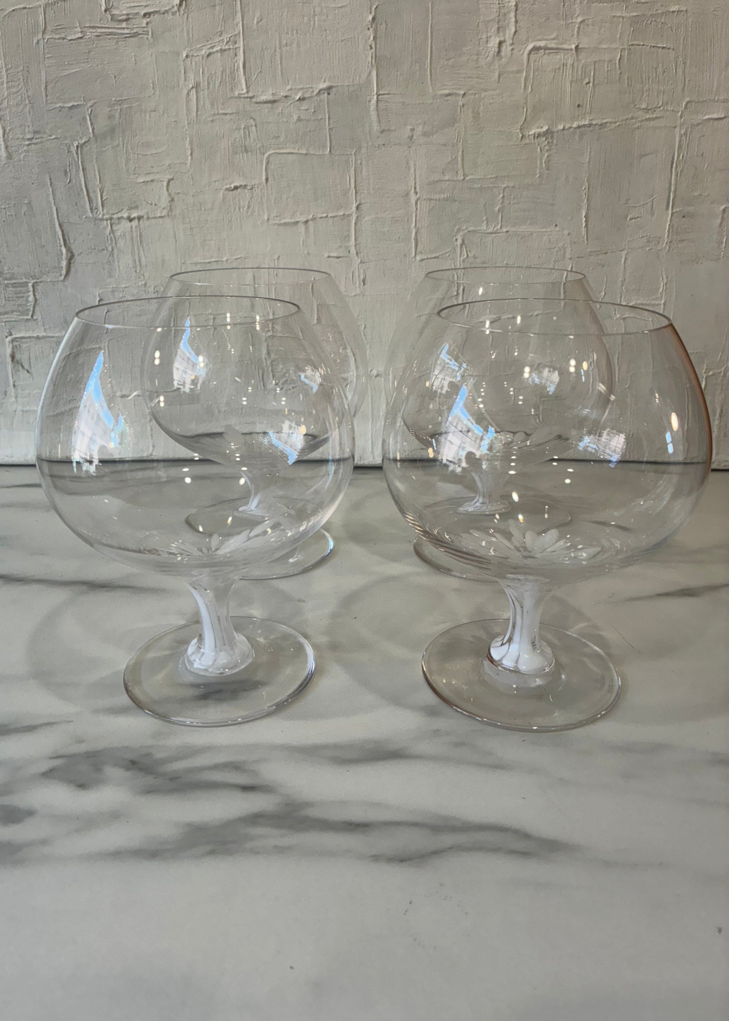Crystal Rosenthal Glass-blown Snowflower Confetti Brandy Glasses sold as set of 4