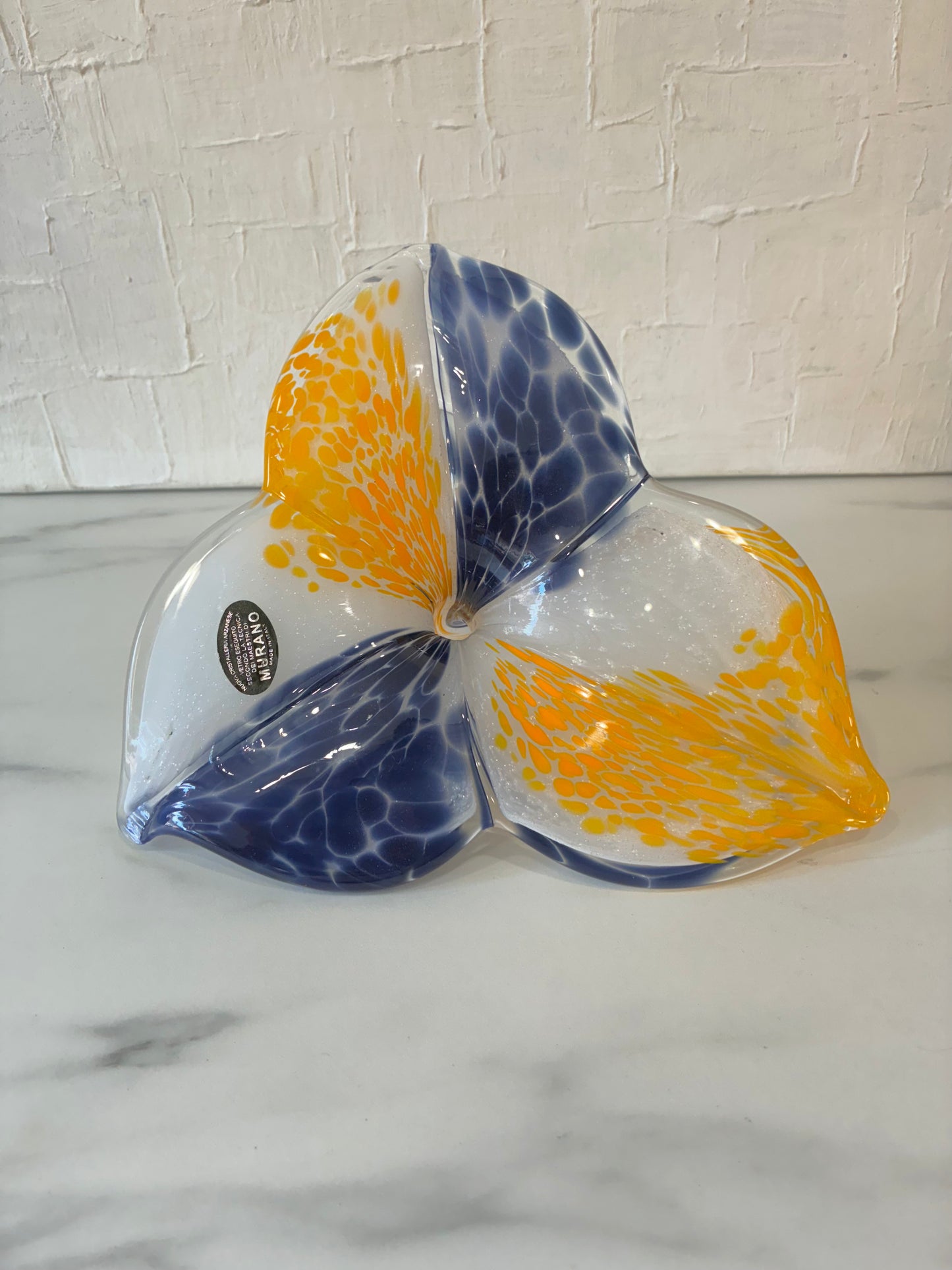 Italian Murano Sculpted Glass Flower Sculpture