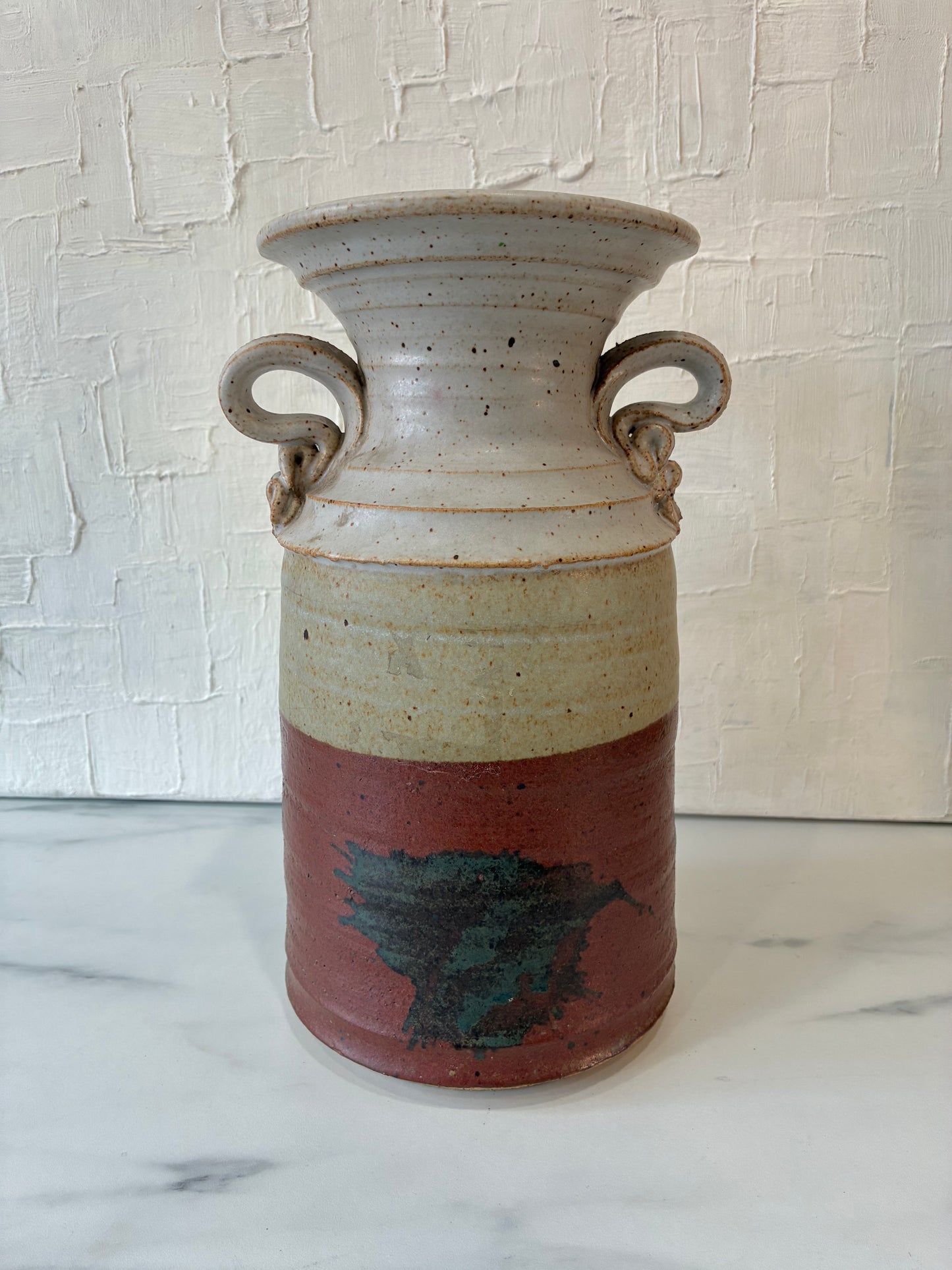 USA Made Tulip Stamped Wheel Thrown Large Spittoon Vessel