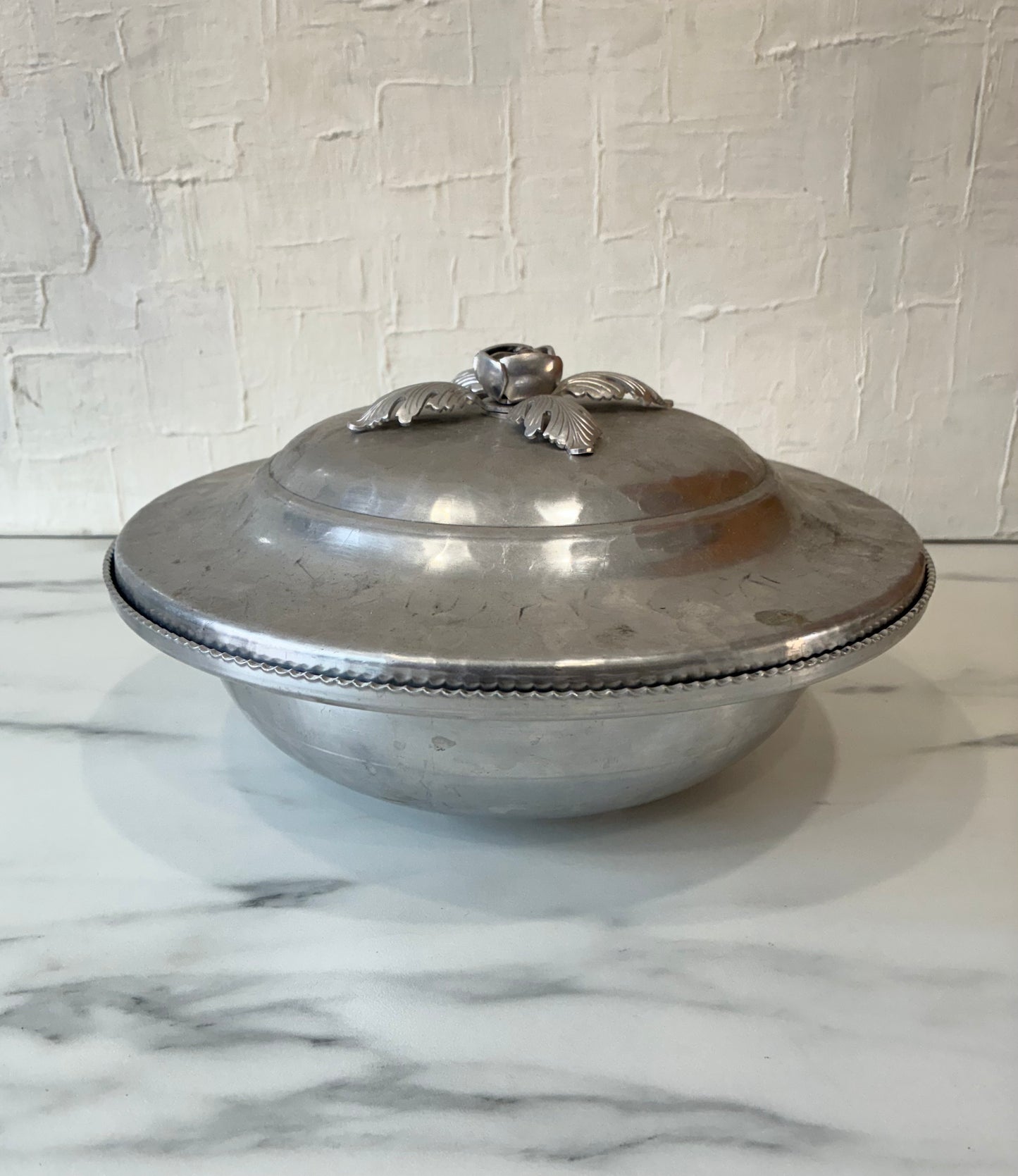 Trade 1960 Continental Hand Wrought Silverlook 557 Serveware with Pyrex Interior Vessel Kitchenware Bowl