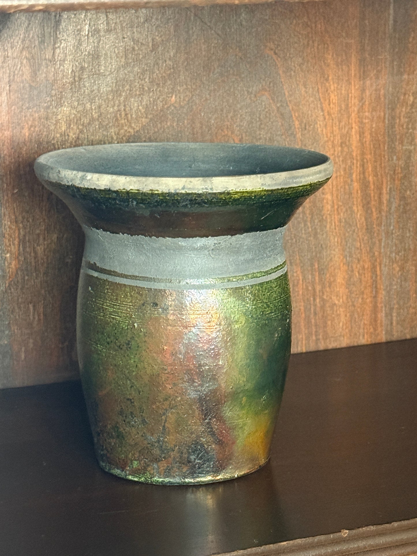 Wheel Thrown Flared Top Raku Fired Vase by CD