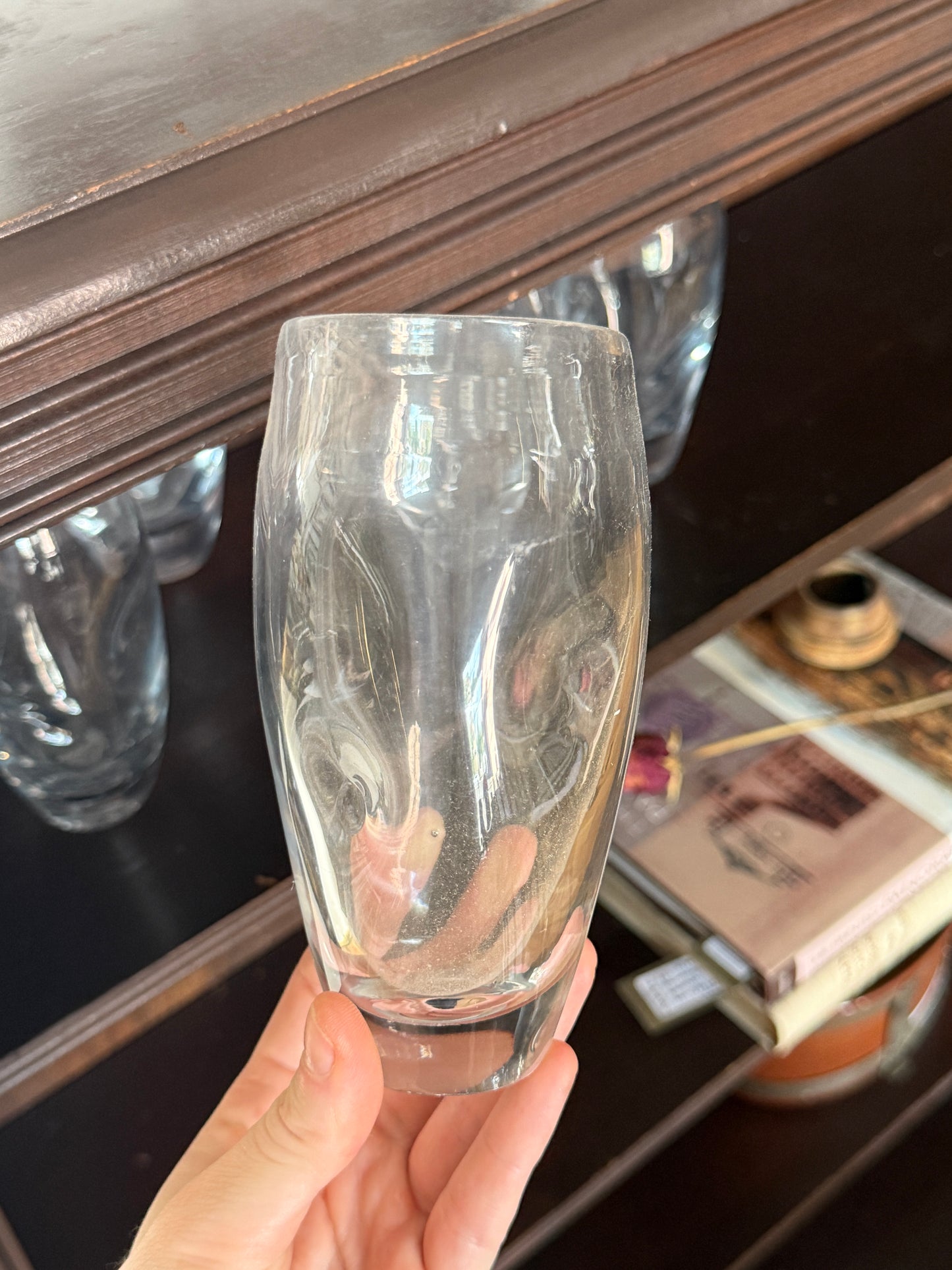 Clear Glass Blown Blenko Inspired Dimpled Glassware - Set 8
