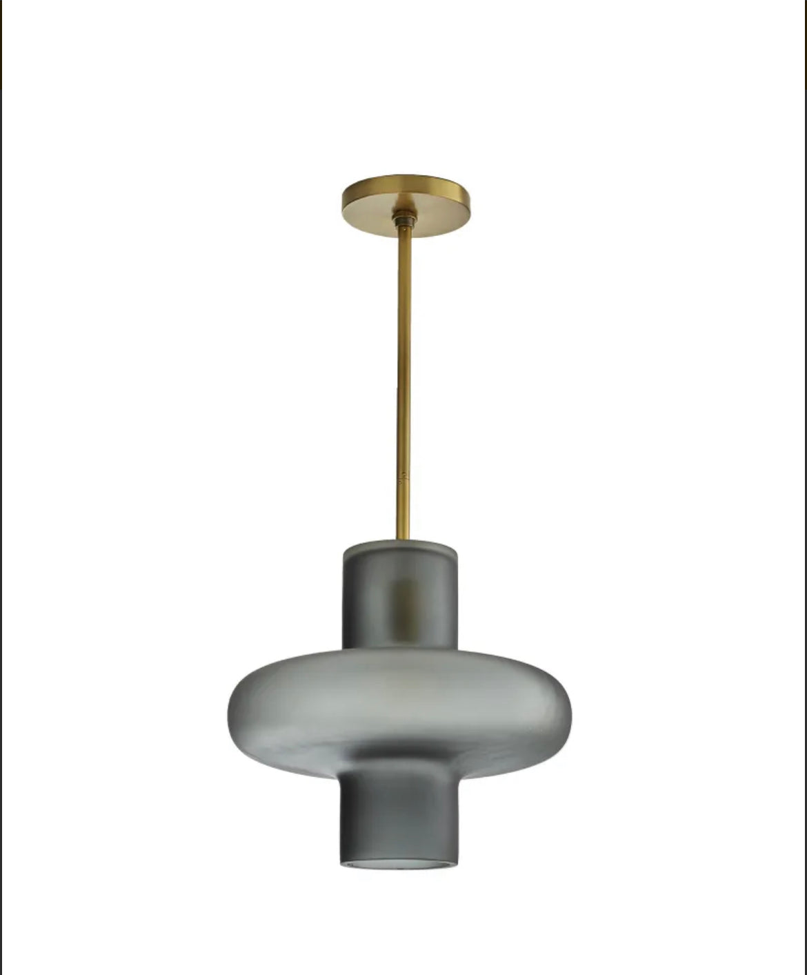 Frosted Smoke & Brass Pendant