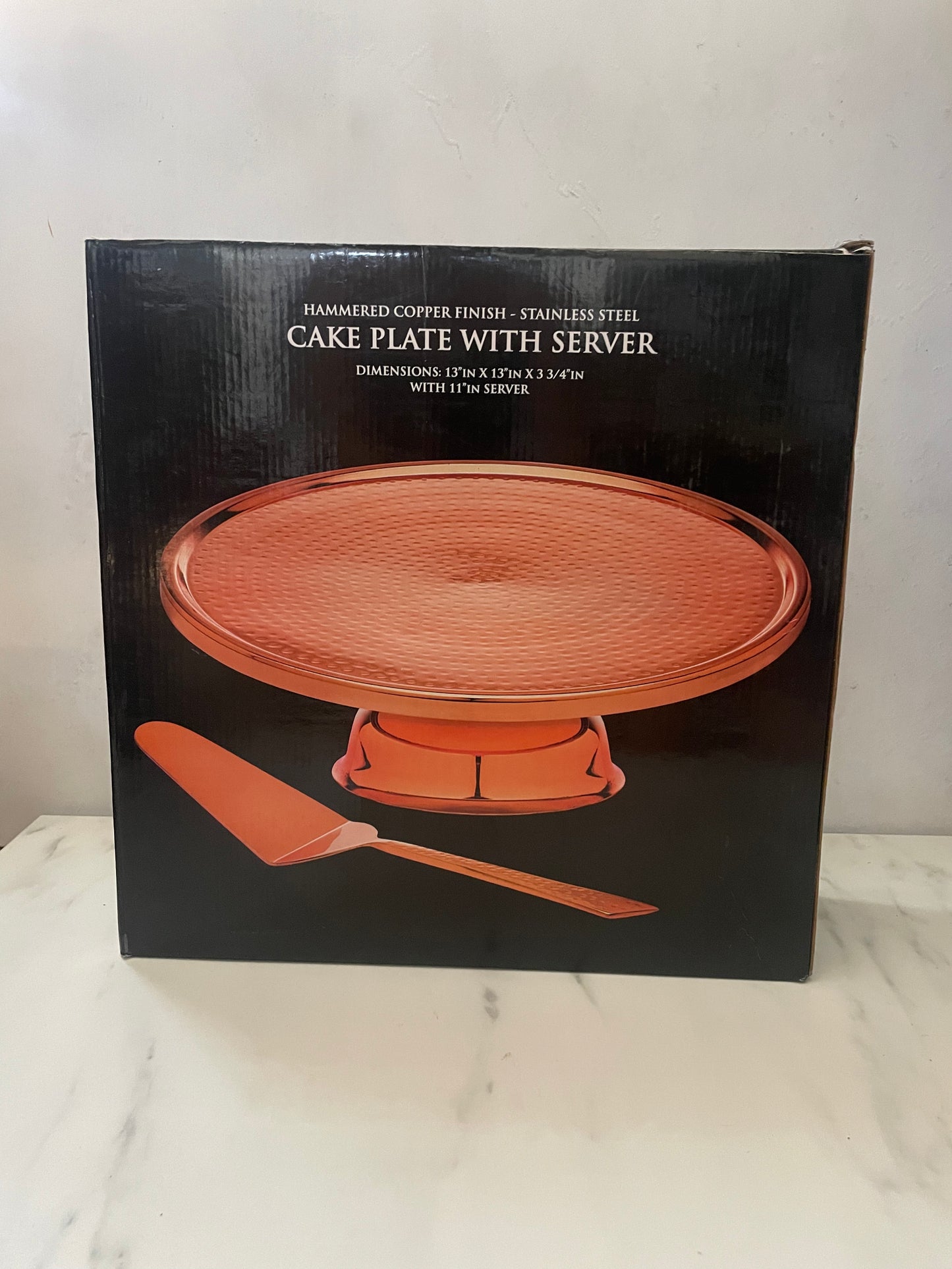 Godinger Hammered Copper Footed Cake Stand with Server