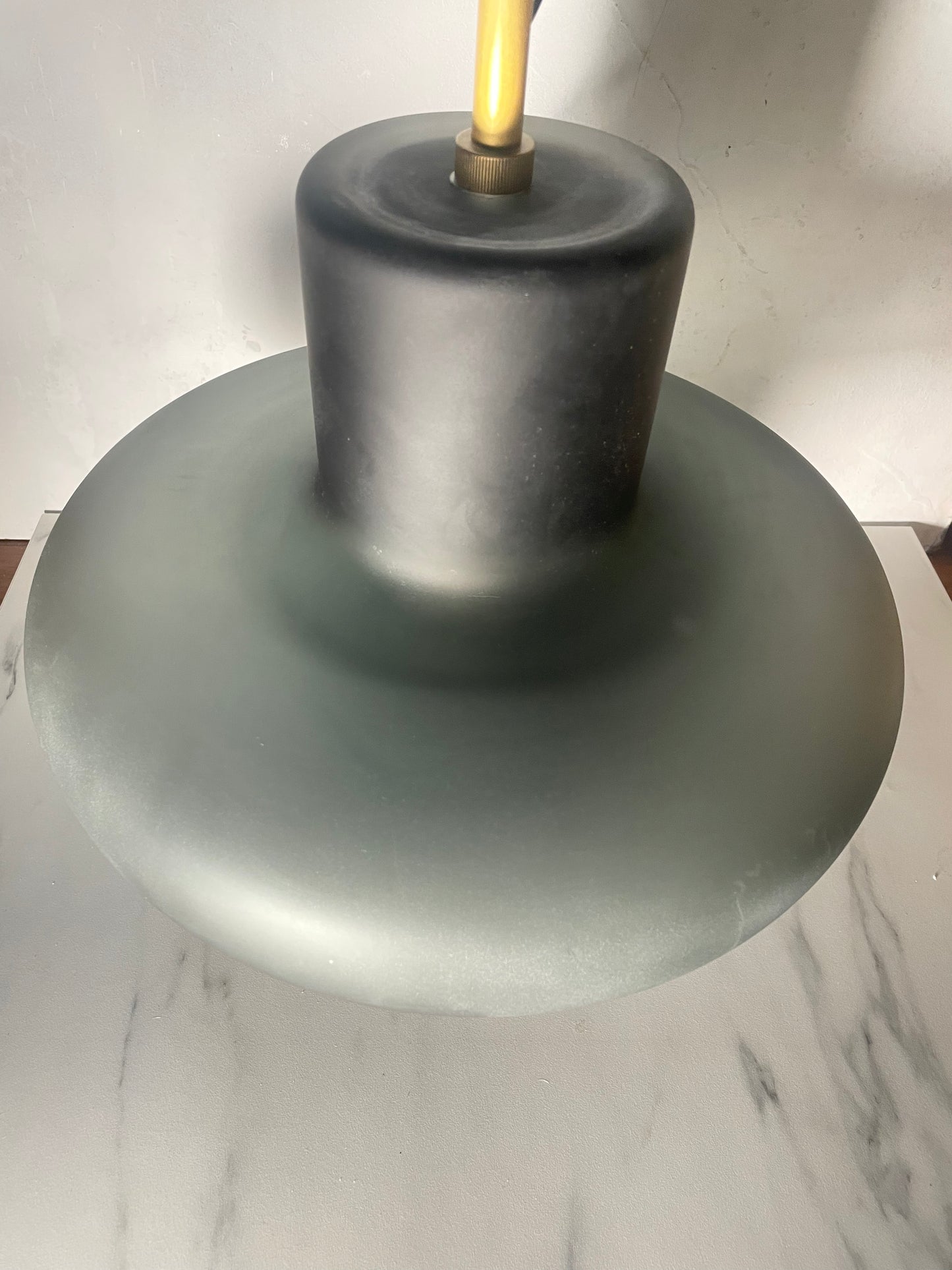 Frosted Smoke & Brass Pendant