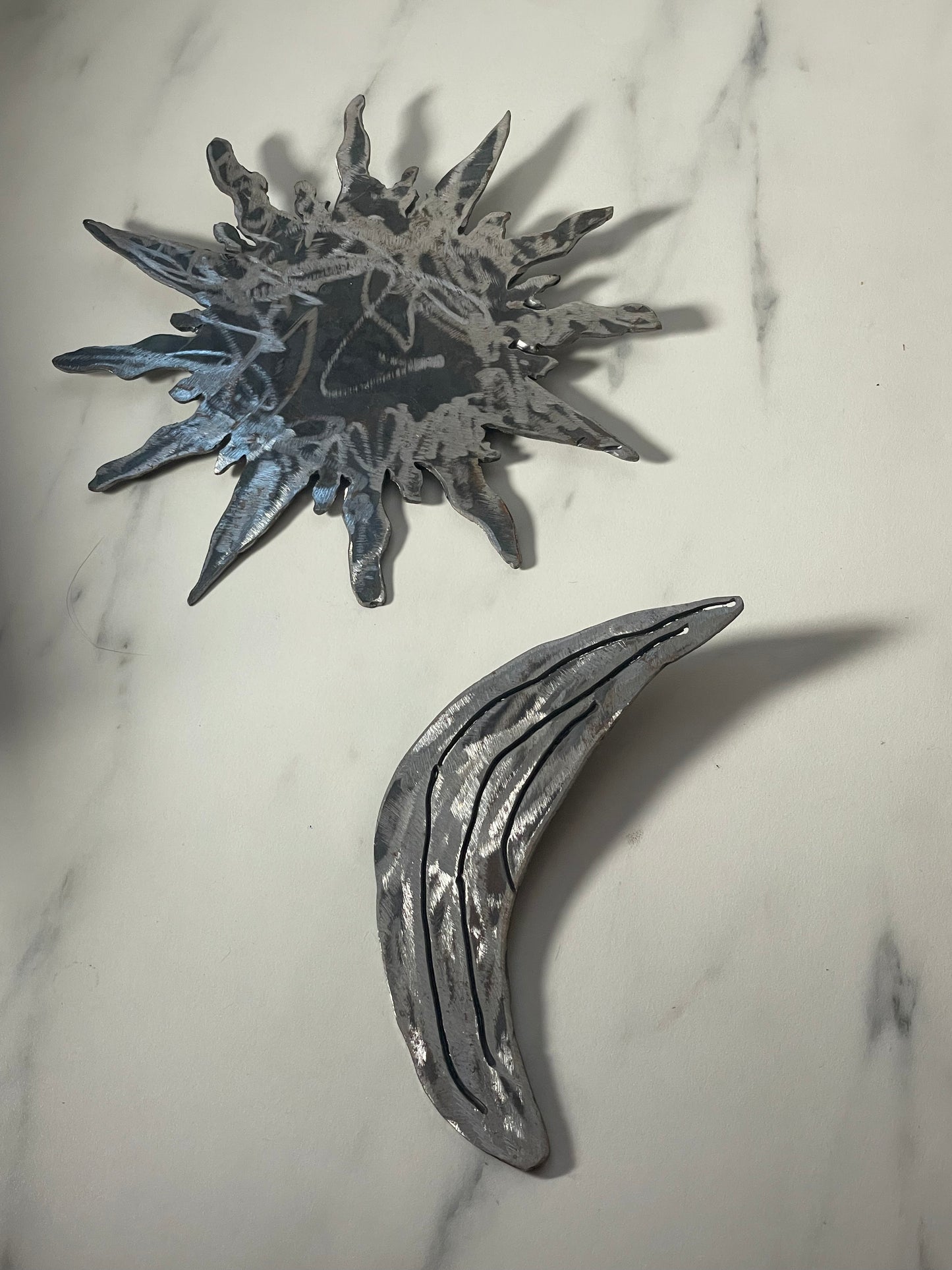Handmade Recycled Steel Sun and Moon Wall Art