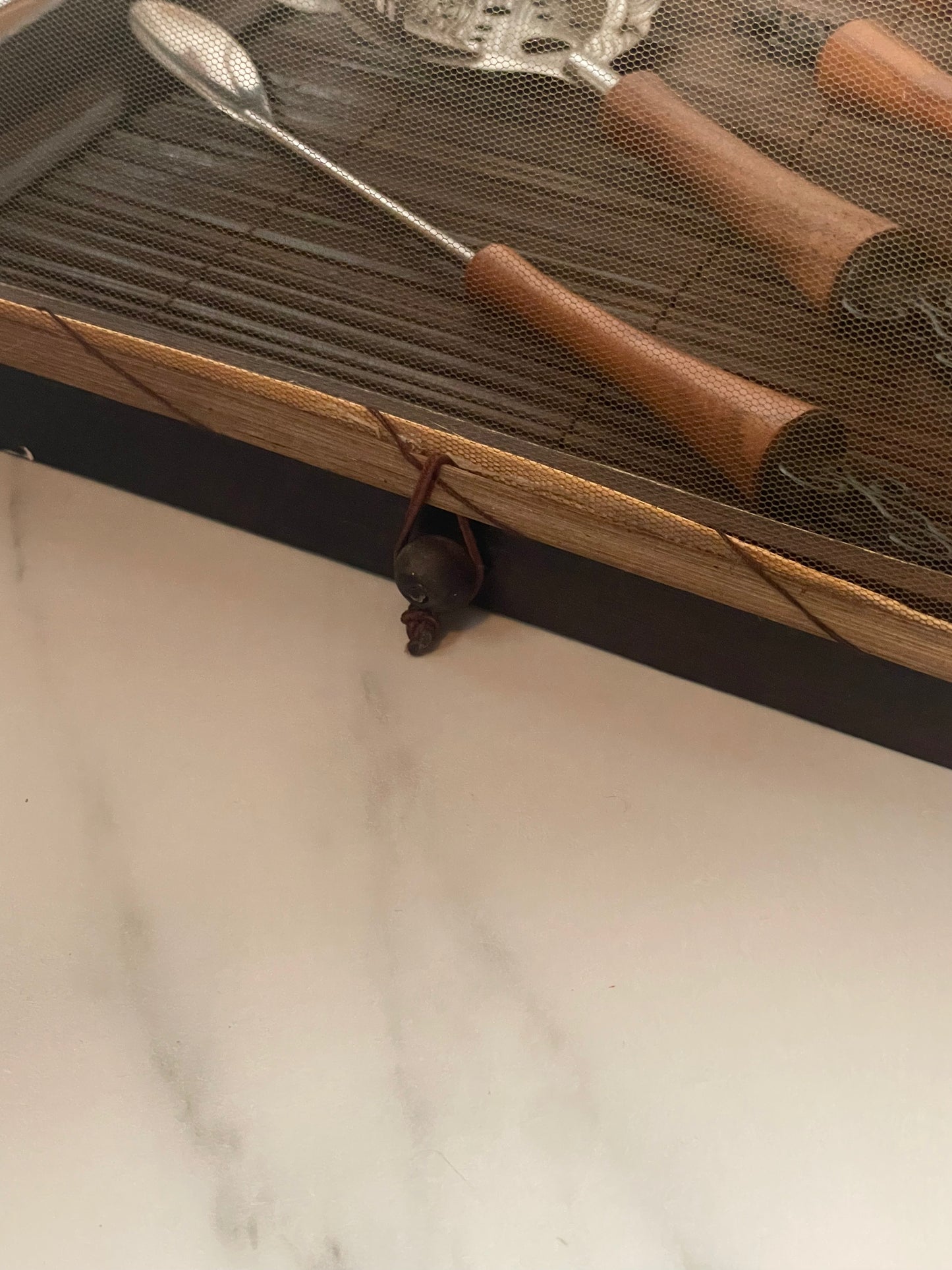 Folding Sheer Canopy Vintage Tray with Steel Tongs, Strainer, Measuring cup, Skewer, Tongs and Mixing Spoon