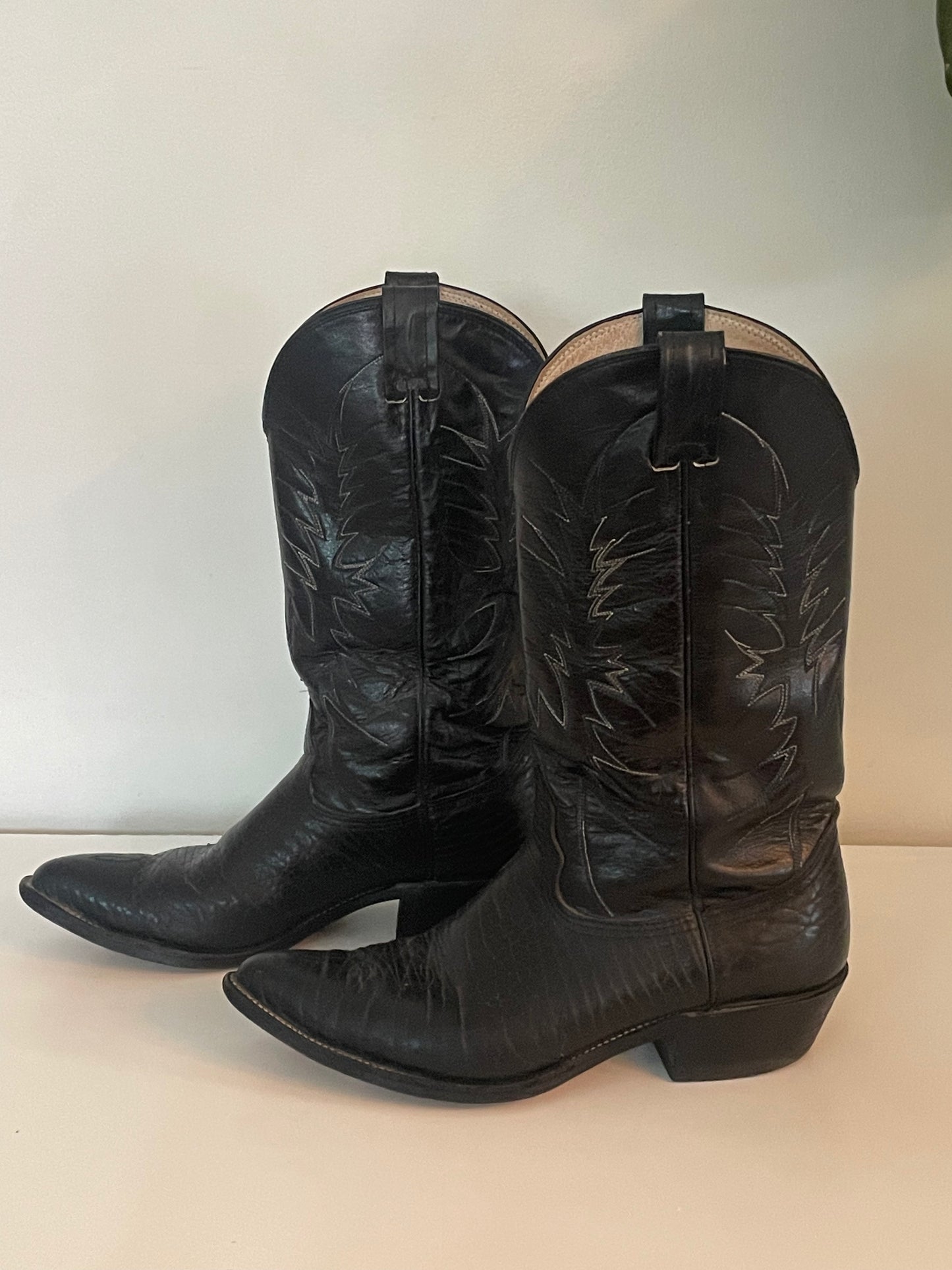 90’s Nocona Size 9 Black Leather Western Boots