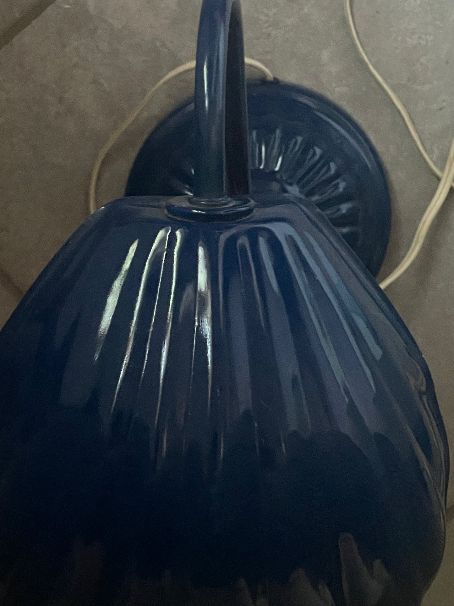 Vintage Dark Blue Metal Shell Table Lamp