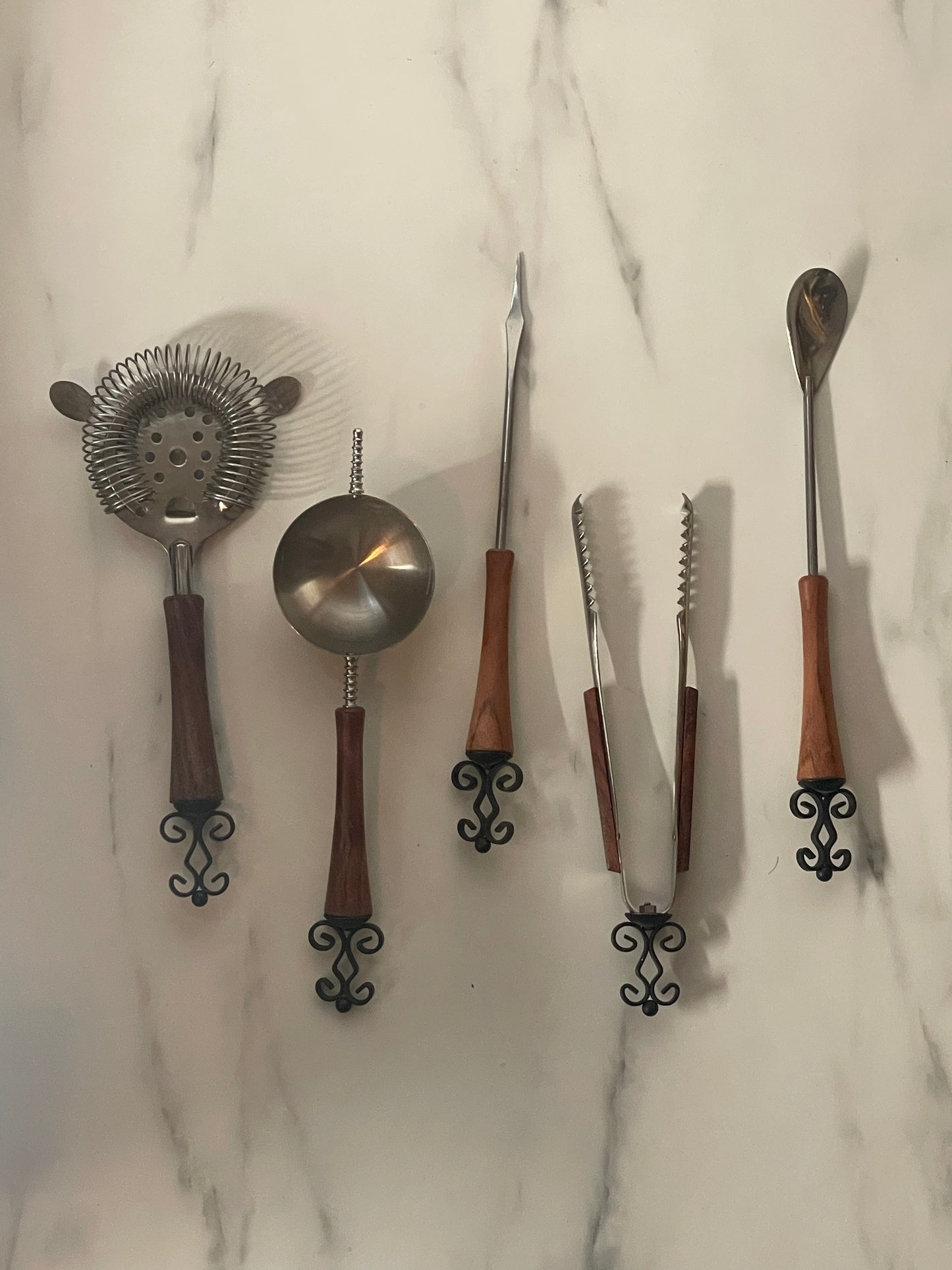 Folding Sheer Canopy Vintage Tray with Steel Tongs, Strainer, Measuring cup, Skewer, Tongs and Mixing Spoon
