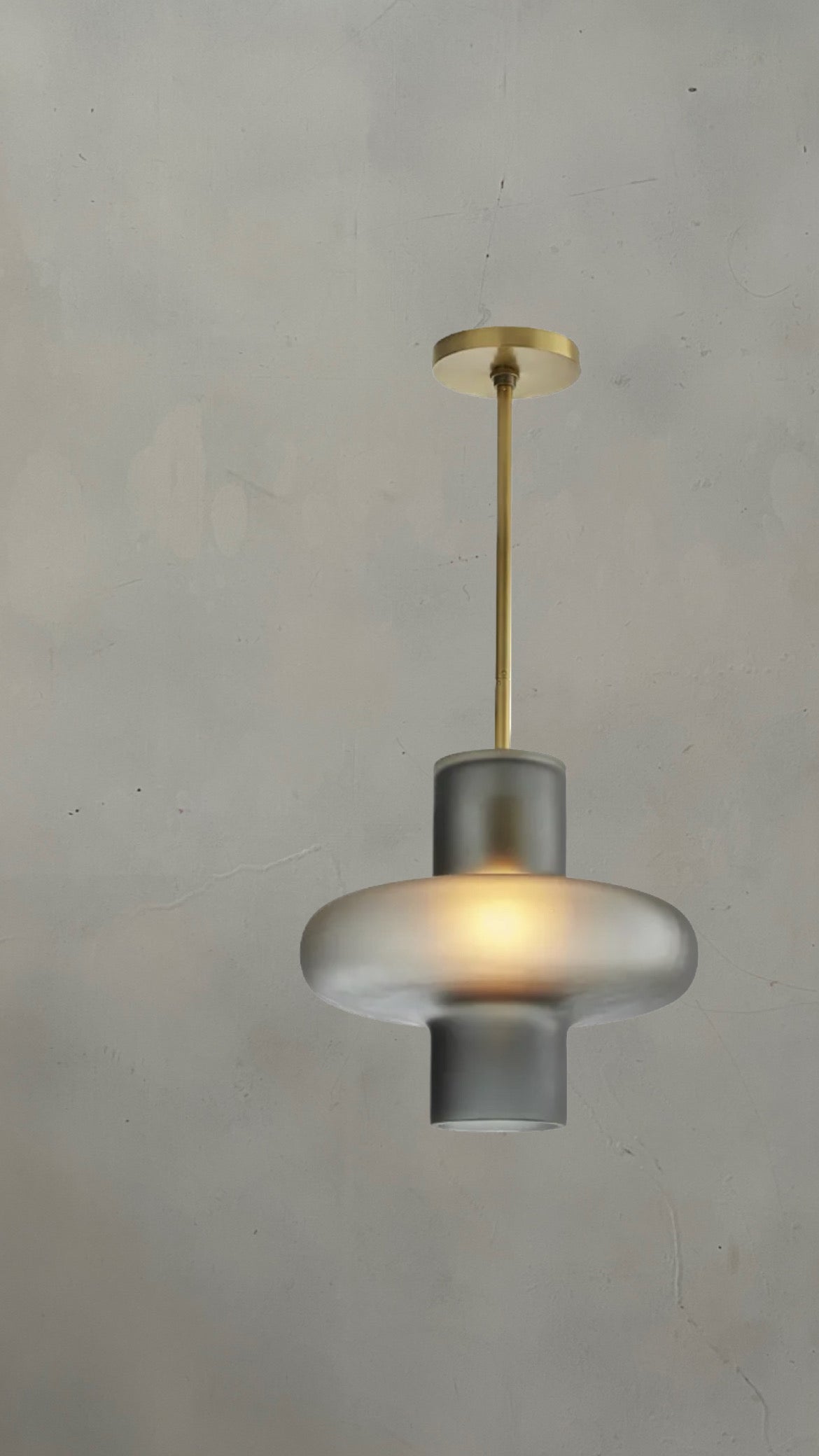 Frosted Smoke & Brass Pendant