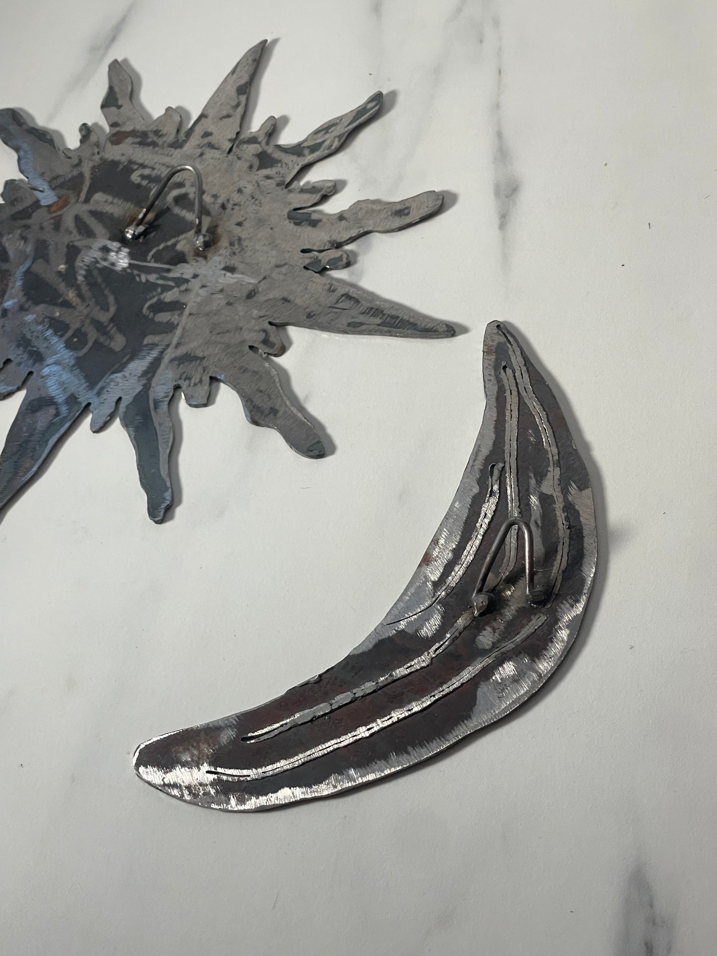 Handmade Recycled Steel Sun and Moon Wall Art