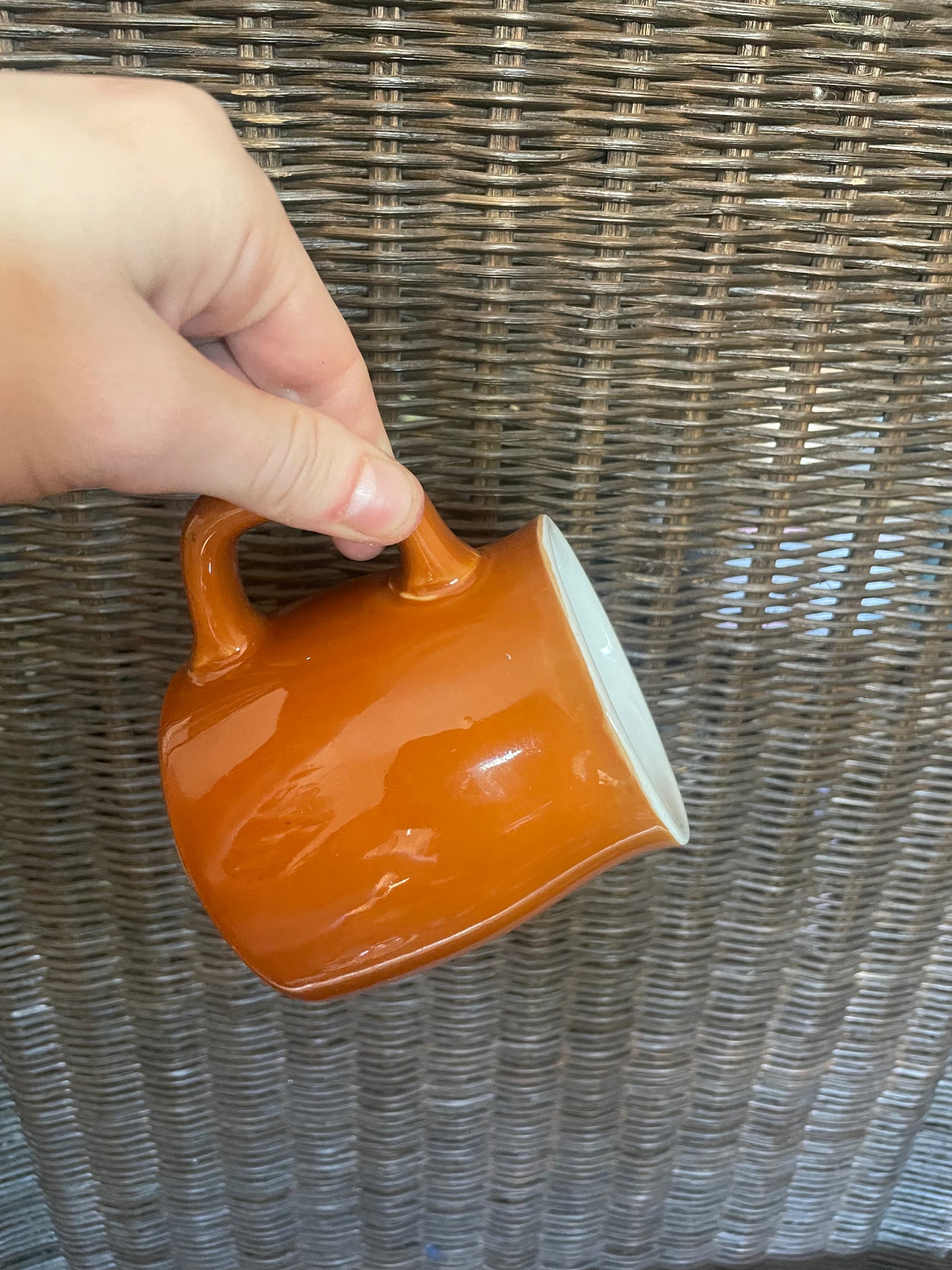 Retro Burnt Orange Stoneware Mugs - Set of 6