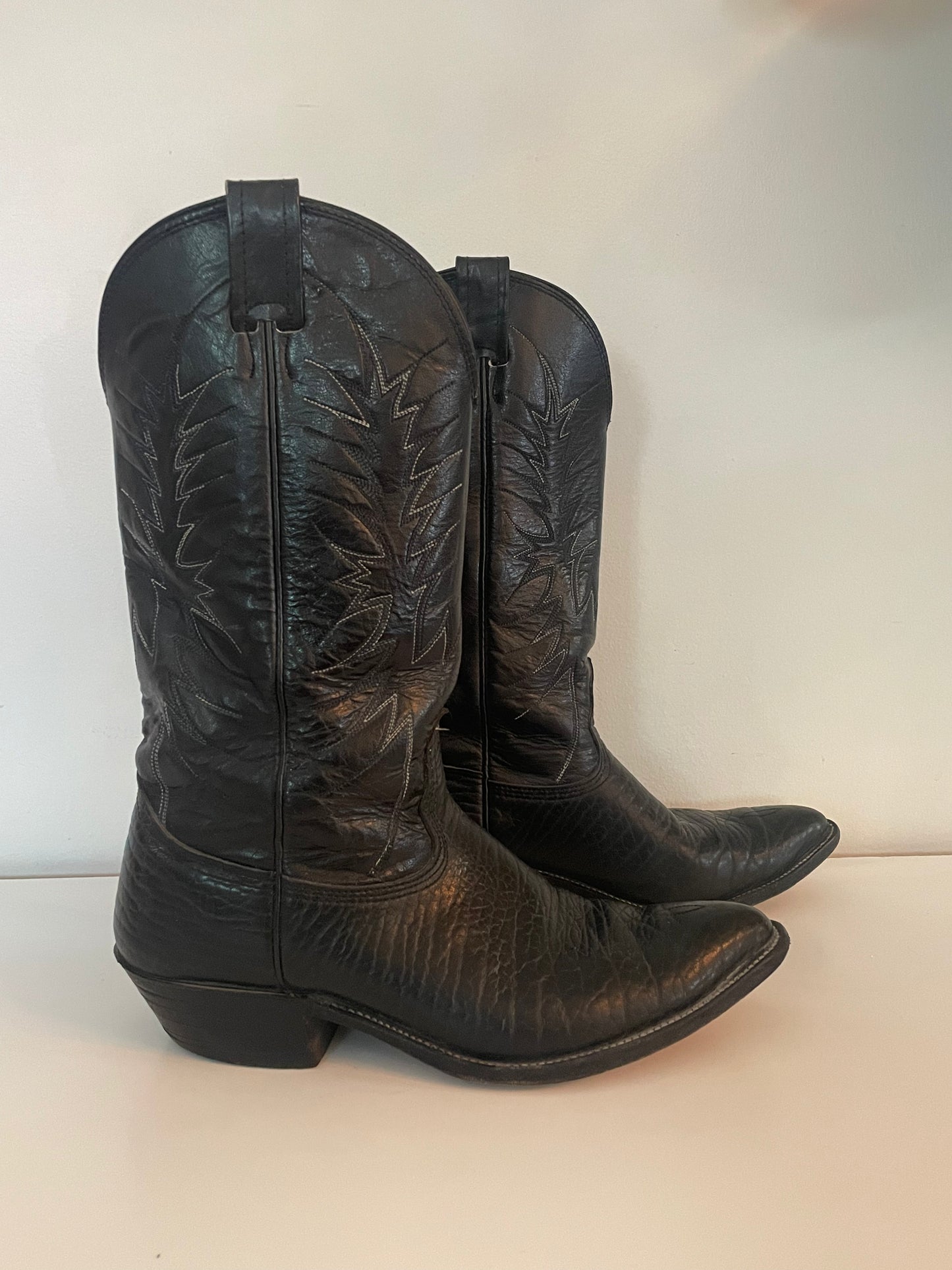 90’s Nocona Size 9 Black Leather Western Boots