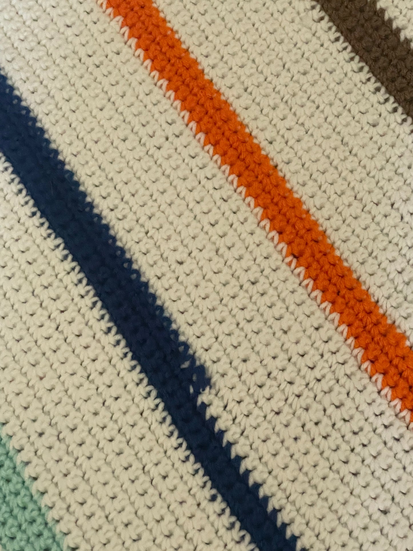 Asymmetrical Colored Striped Handknit Blanket