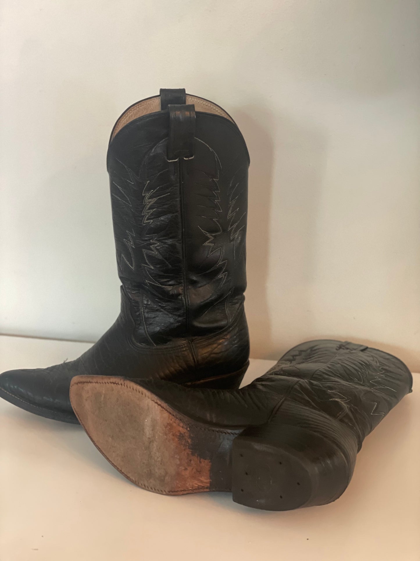 90’s Nocona Size 9 Black Leather Western Boots