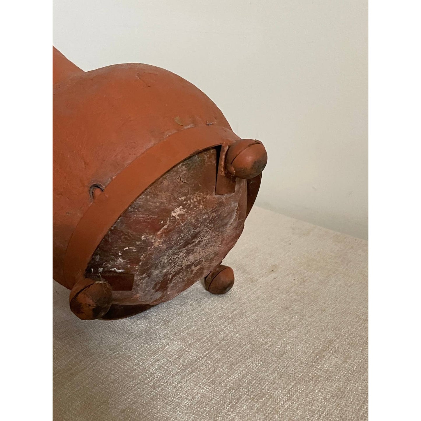 Slow-Fired Packed Terracotta Vase in Tri-Ball Metal Stand