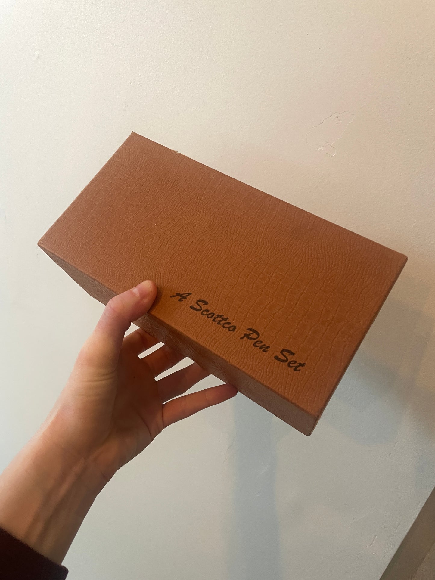 Scottco Green Onyx Desk Clock and Pen Set (3 pens) Original Box