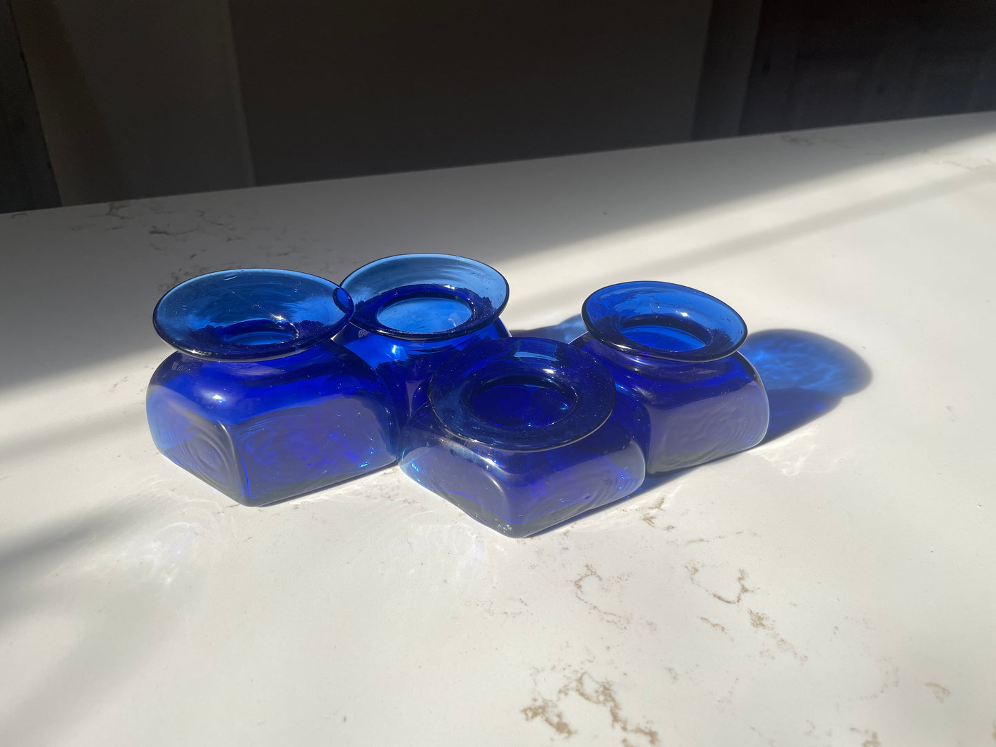 Royal Blue Glass Blown Diamond Micro Vases