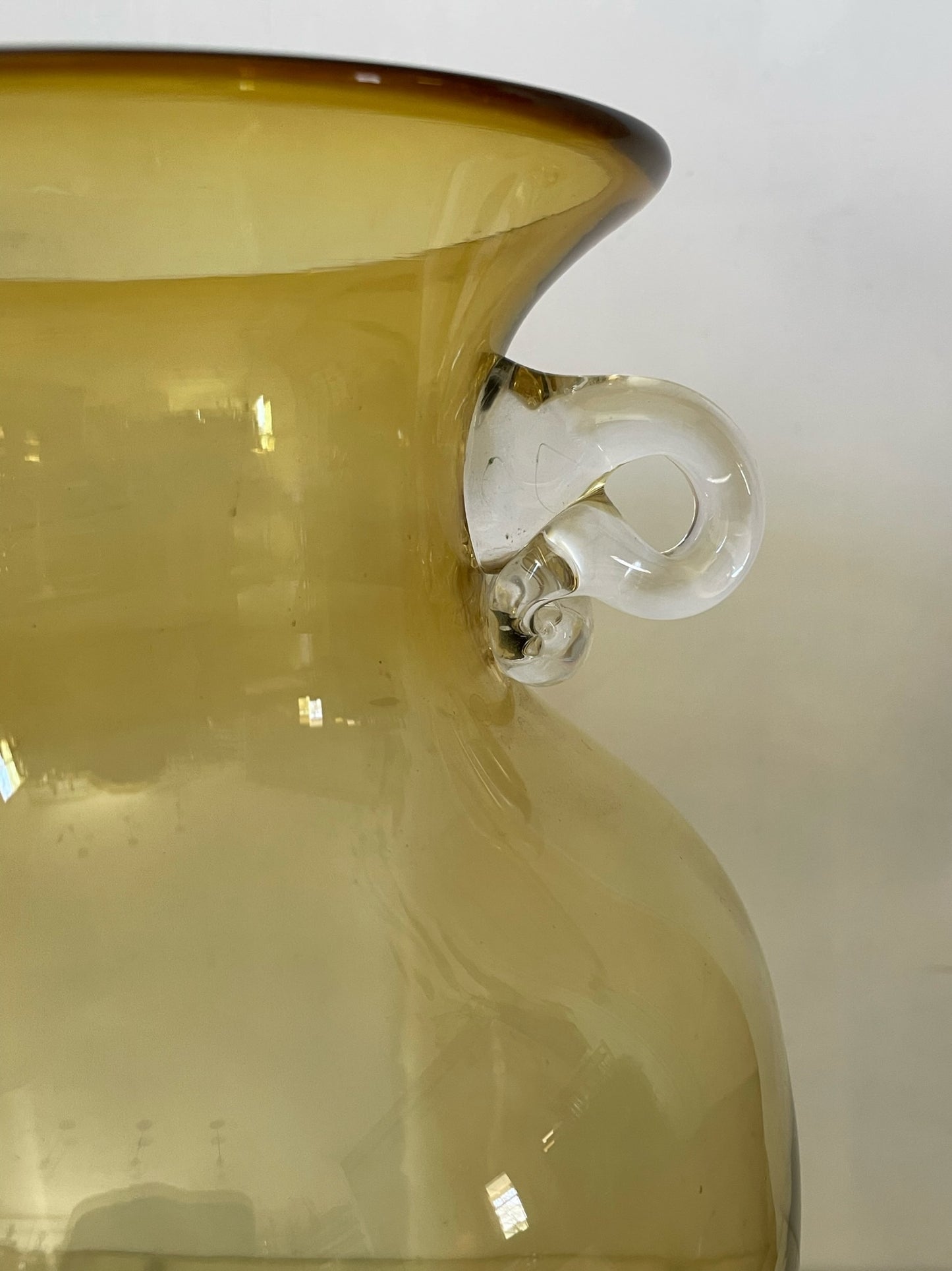 Handblown Glass Yellow Amphora Vase