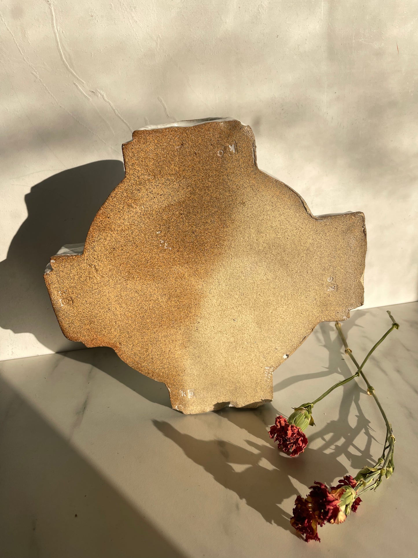 Cream Cross Patch Ceramic Vase