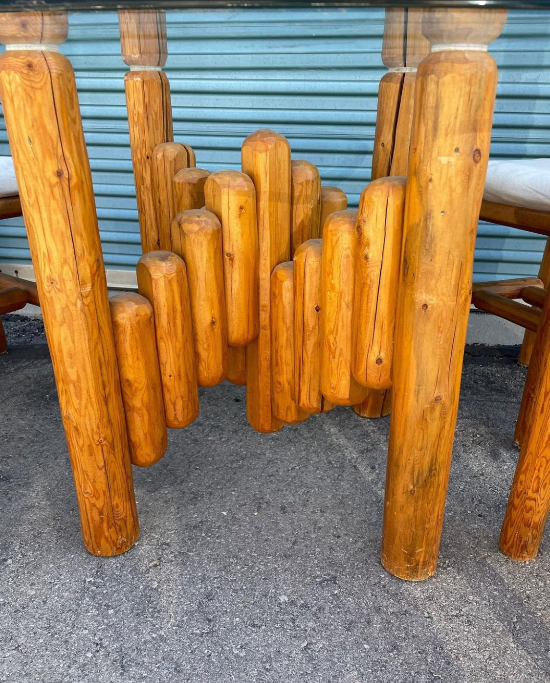 Pine Dining Set 4 Chairs and Table with Glass Top