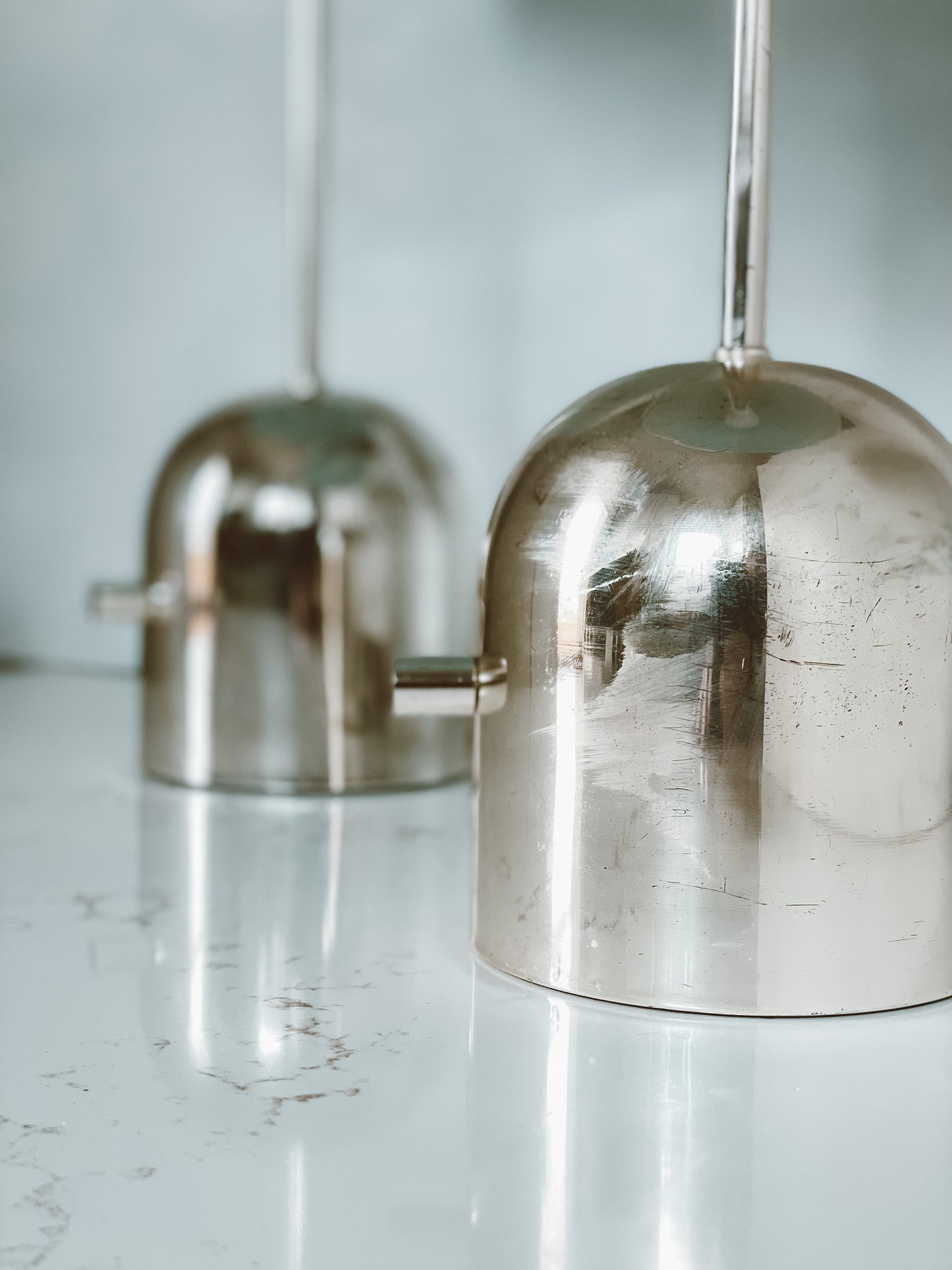 Chrome & Metal Mushroom Table Lamp Set