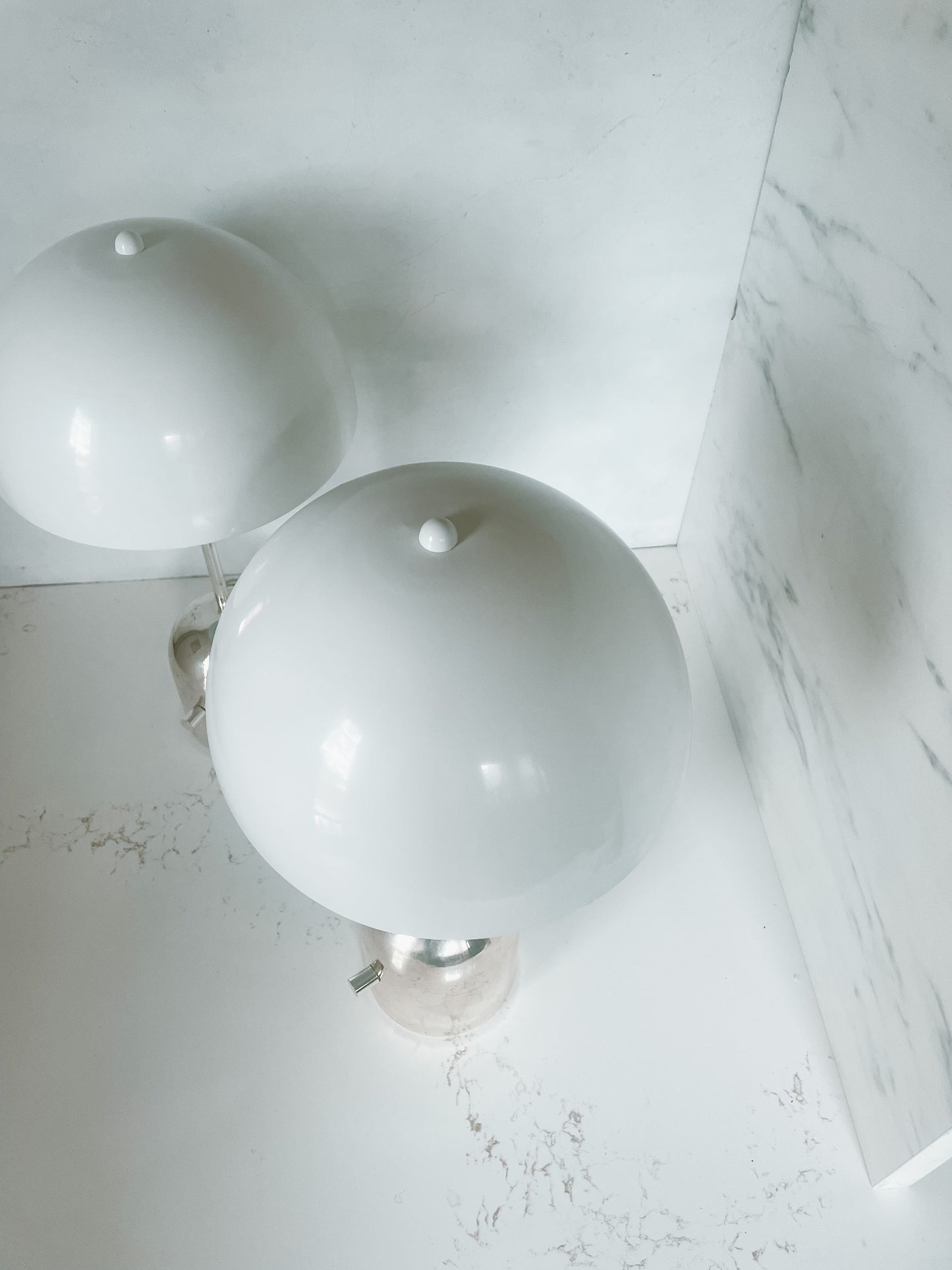 Chrome & Metal Mushroom Table Lamp Set