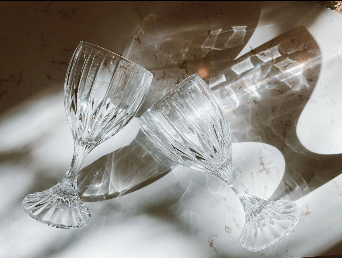 Vintage Mikasa “Park Lane” Crystal Wine Goblets Water Glassware