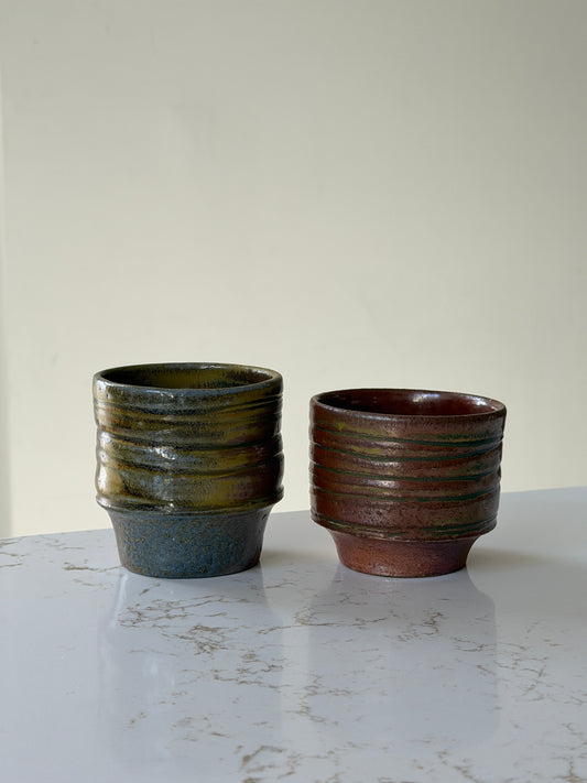 Earthe Glaze Pair Stacking Stoneware Espresso Mugs by Gibbs ‘04